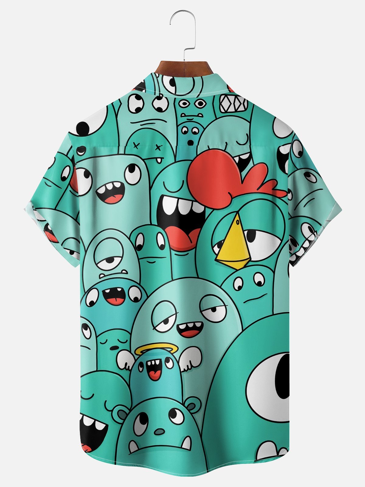 Moisture-wicking Cartoon Chest Pocket Casual Shirt