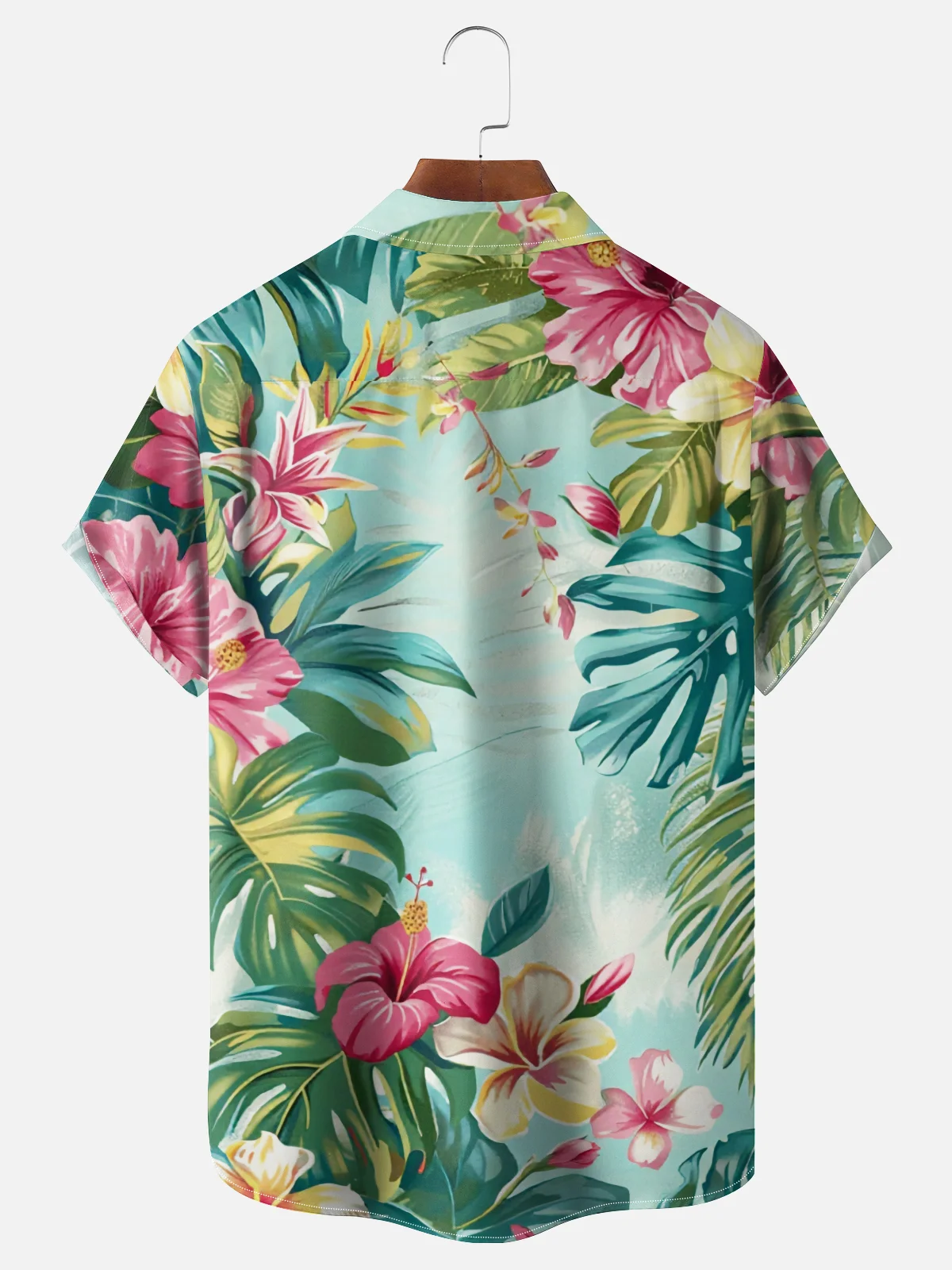 Moisture-wicking Fantasy Floral Botanical Art Chest Pocket Hawaiian Shirt
