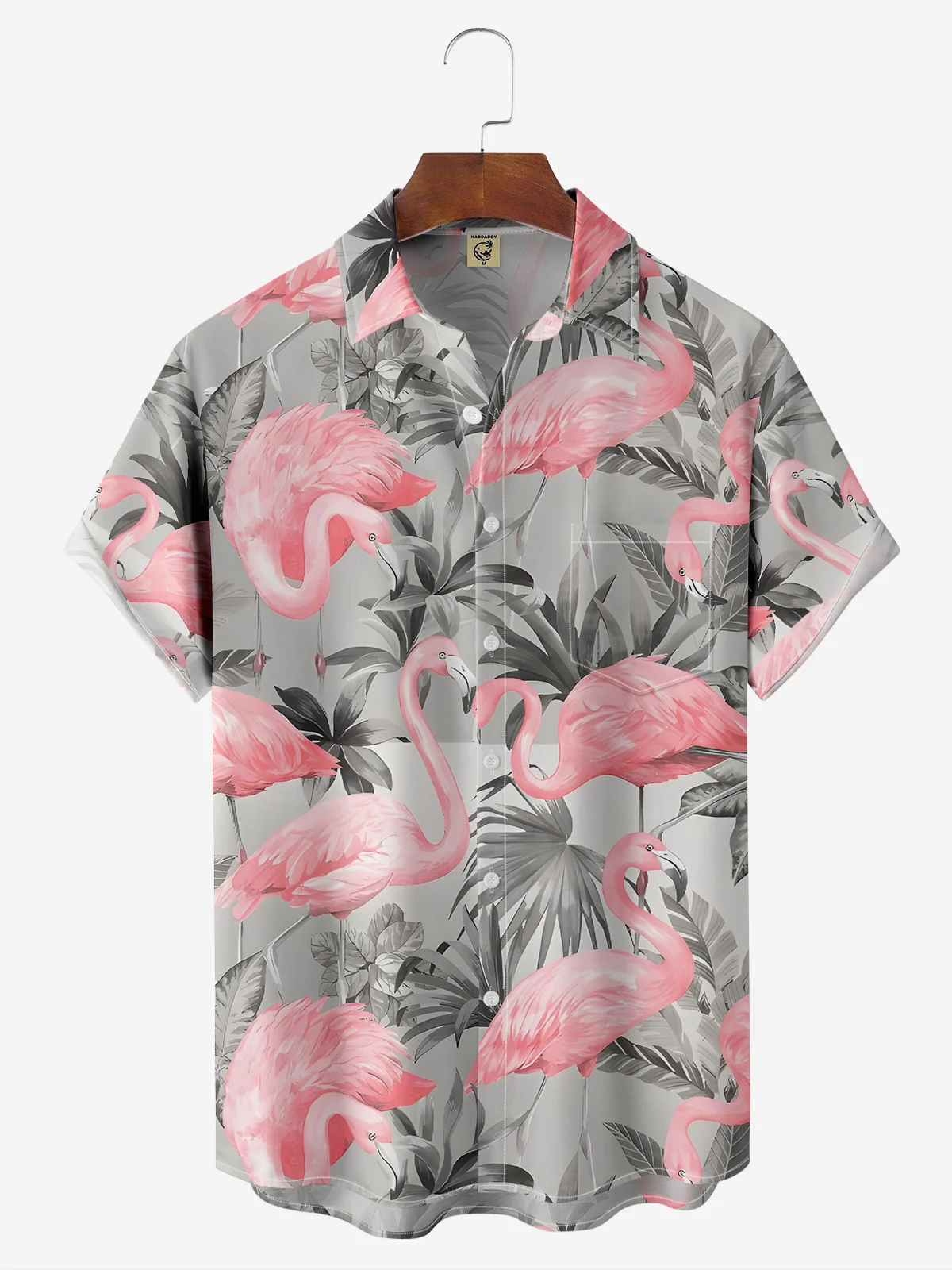 Men's Printed Casual Breathable Flamigo Short Sleeve Hawaiian Shirt