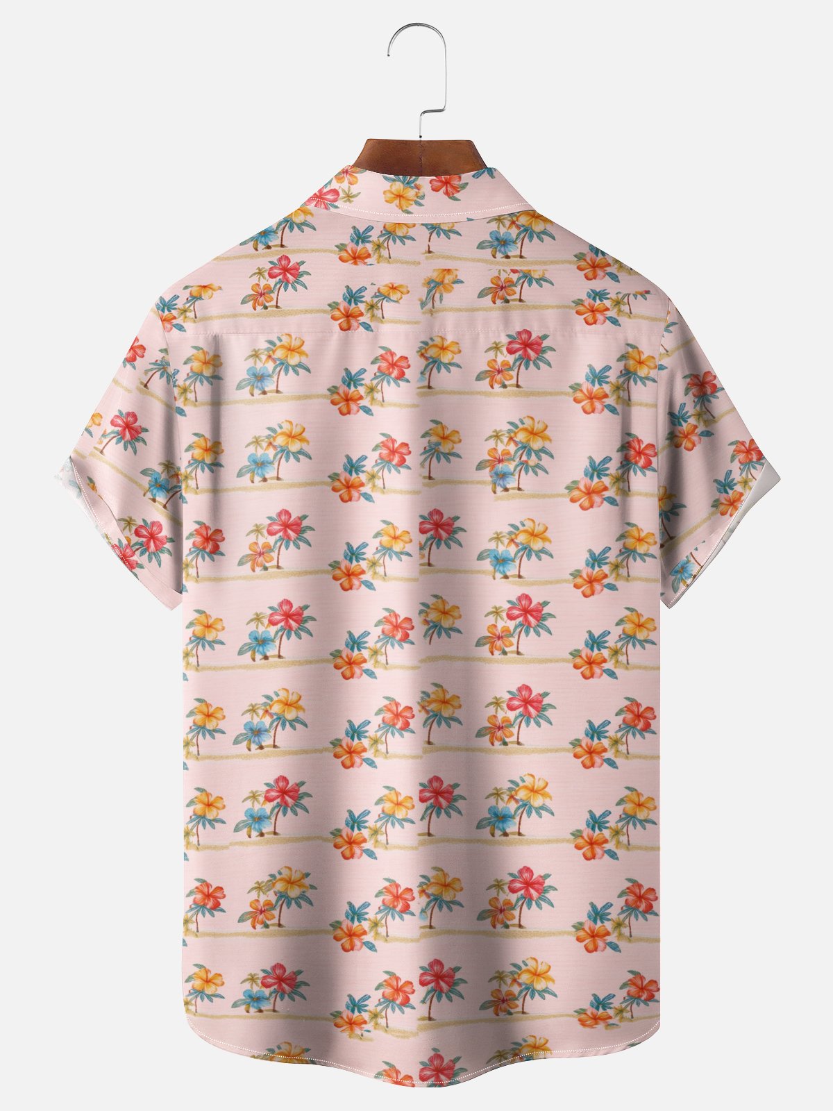 Moisture-Wicking Ombré Floral Hawaiian Shirt with Chest Pocket
