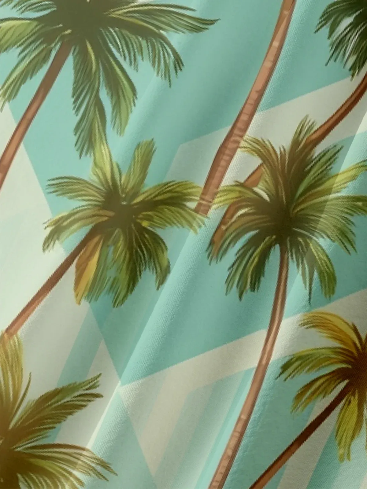 Moisture-wicking Tropical Palm Tree Chest Pocket Hawaiian Shirt