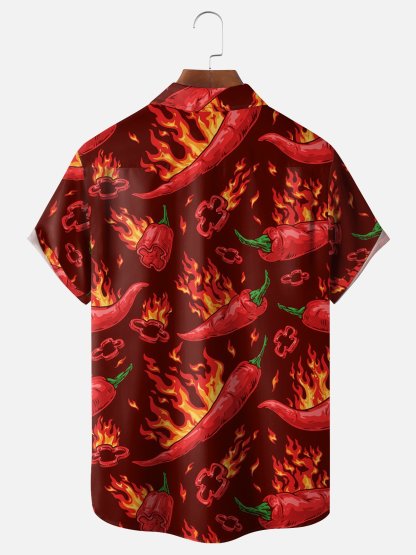 Moisture-wicking Cinco de Mayo Chili Mexican Culture Chest Pocket Casual Shirt