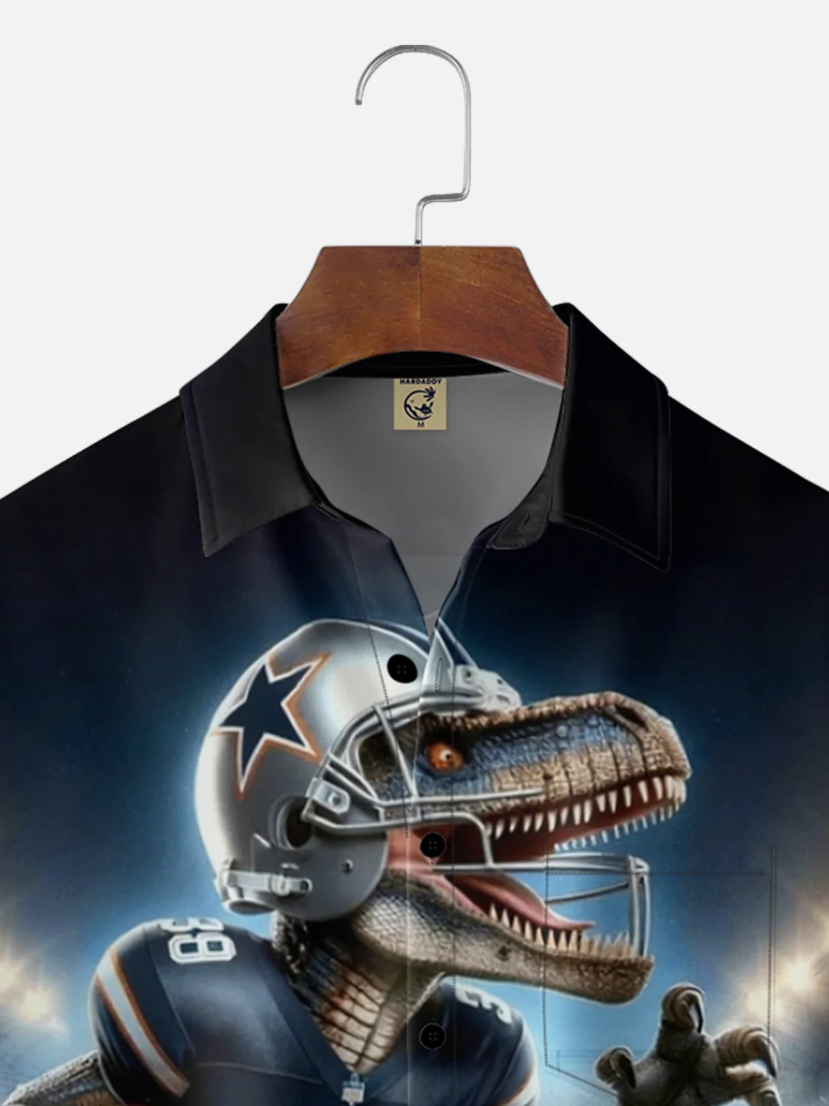 Moisture Wicking Football Dallas Cowboy Dinosaur Chest Pocket Holiday Hawaiian Shirt