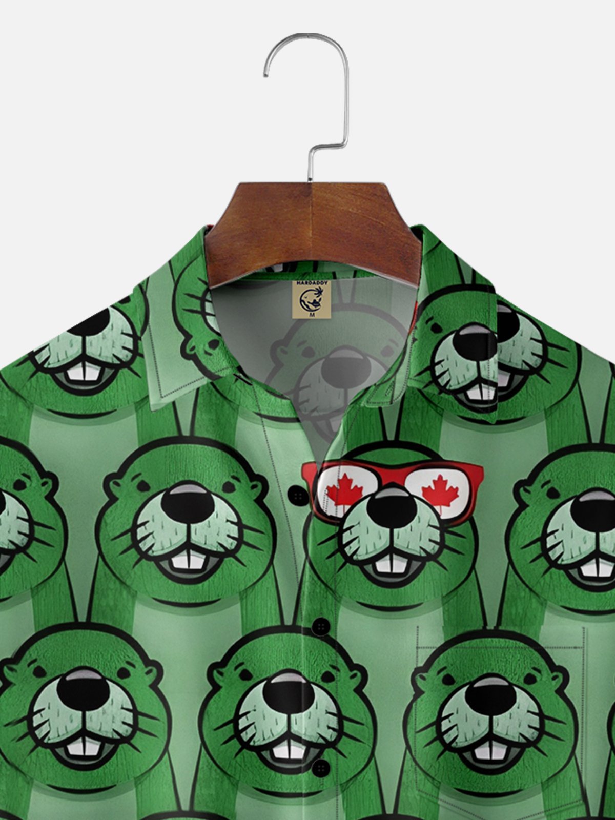 Moisture-wicking Canada Day Animal Maple Leaf Chest Pocket Hawaiian Shirt