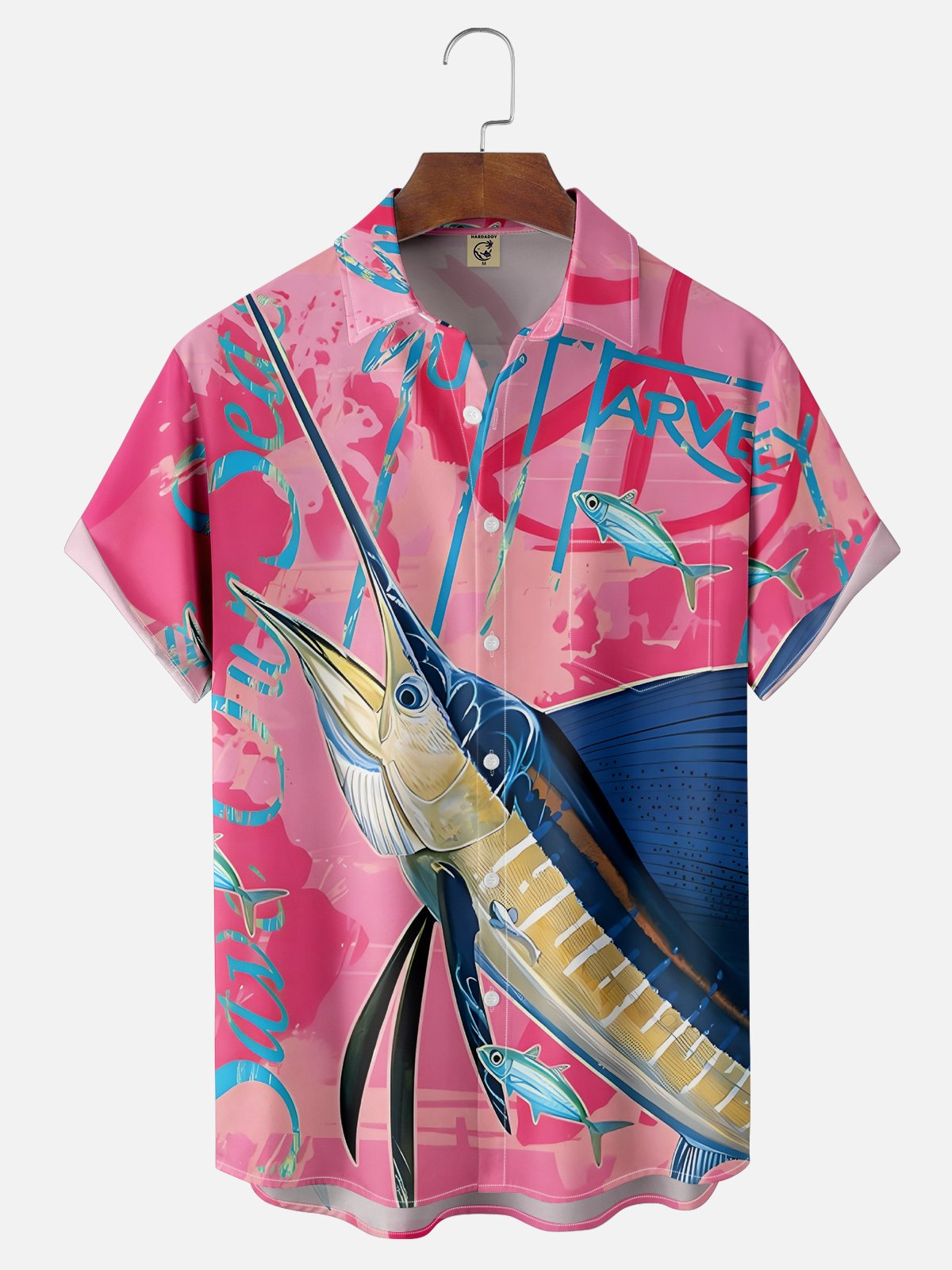 Moisture-wicking Swordfish Ocean Chest Pocket Hawaiian Shirt