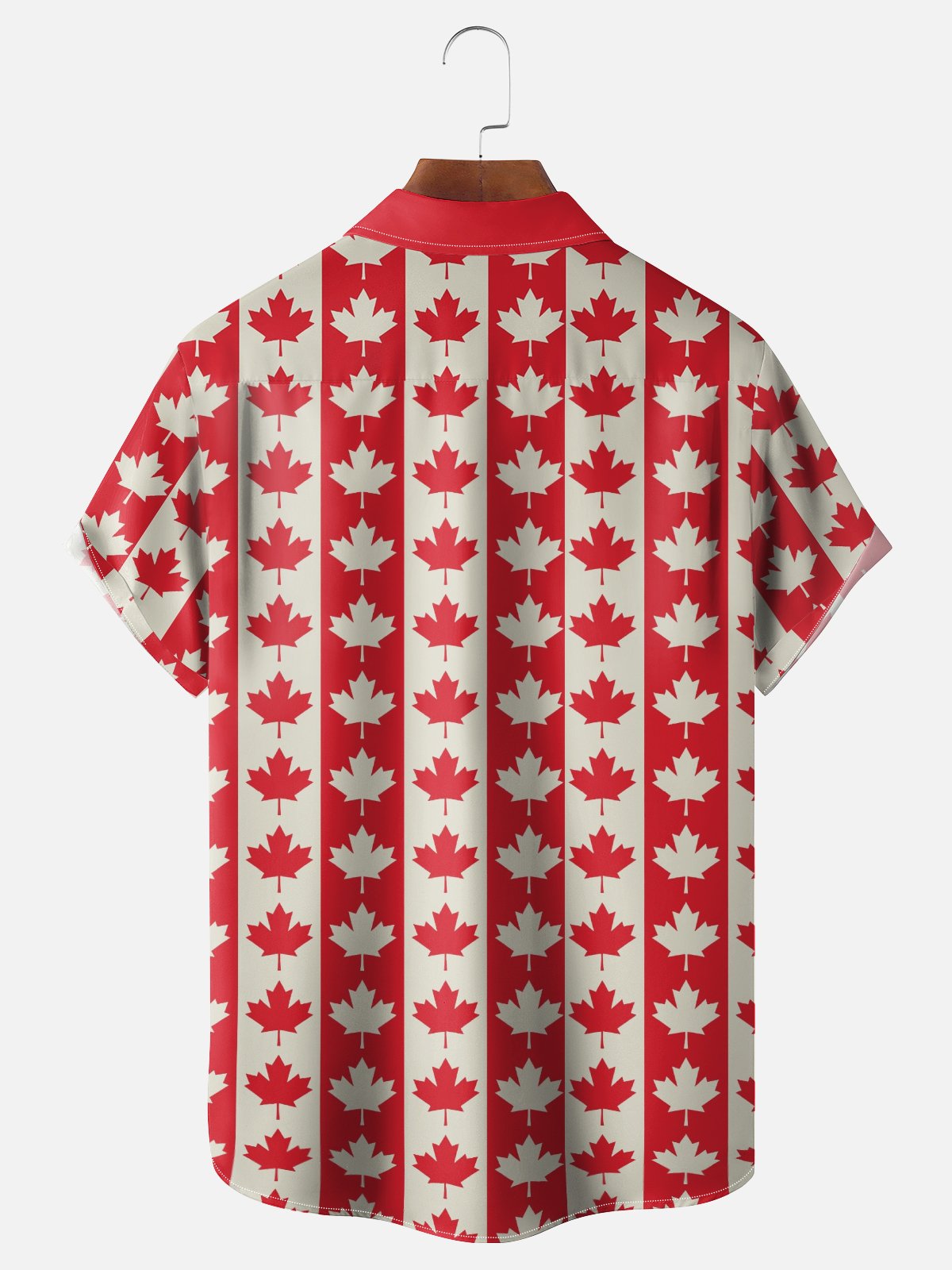 Moisture-Wicking Canada Day Maple Leaf Flag Chest Pocket Holiday Hawaiian Shirt