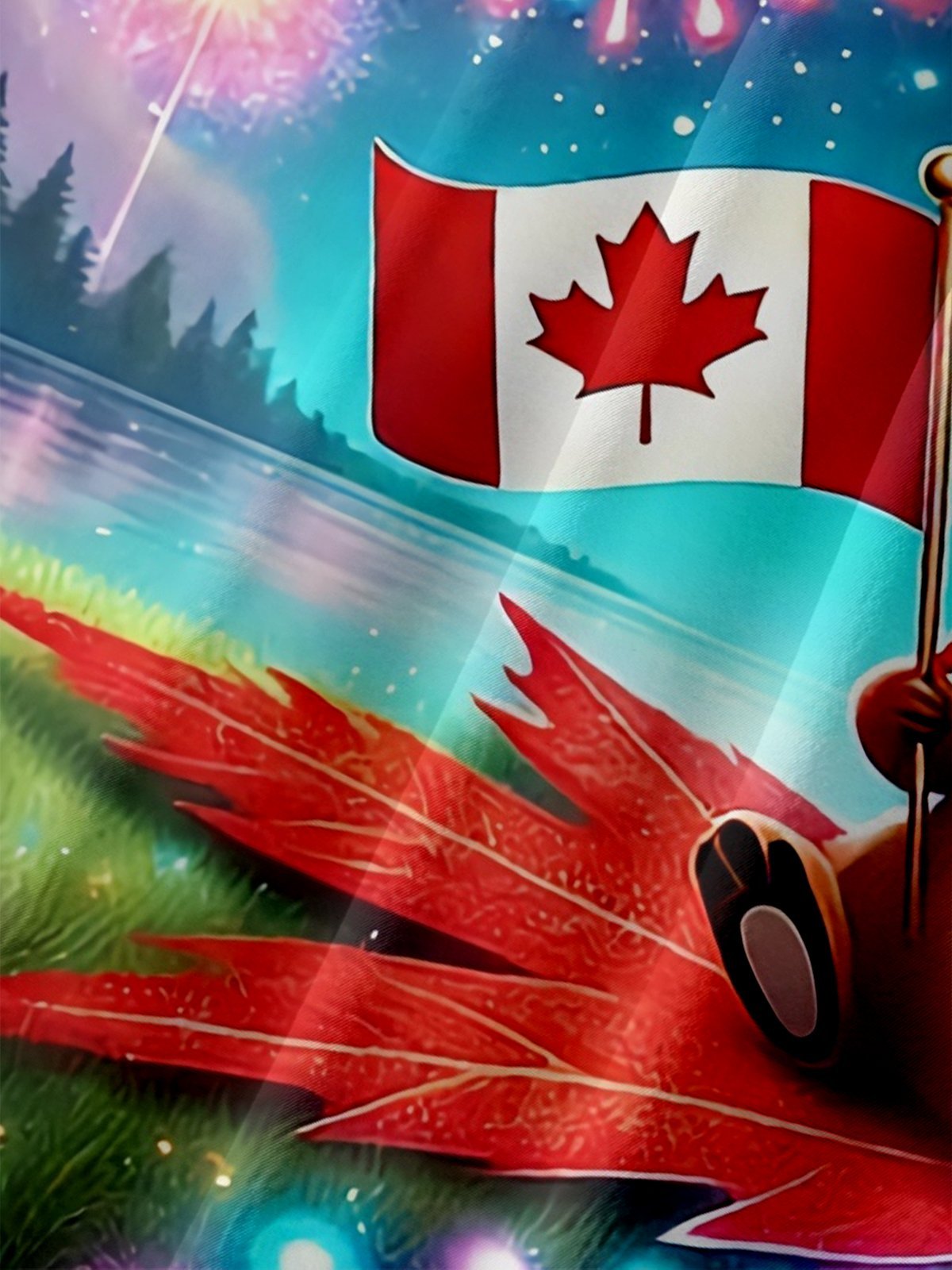 Moisture Wicking Canada Day Maple Leaf Flag Beaver Chest Pocke Holiday Hawaiian Shirt