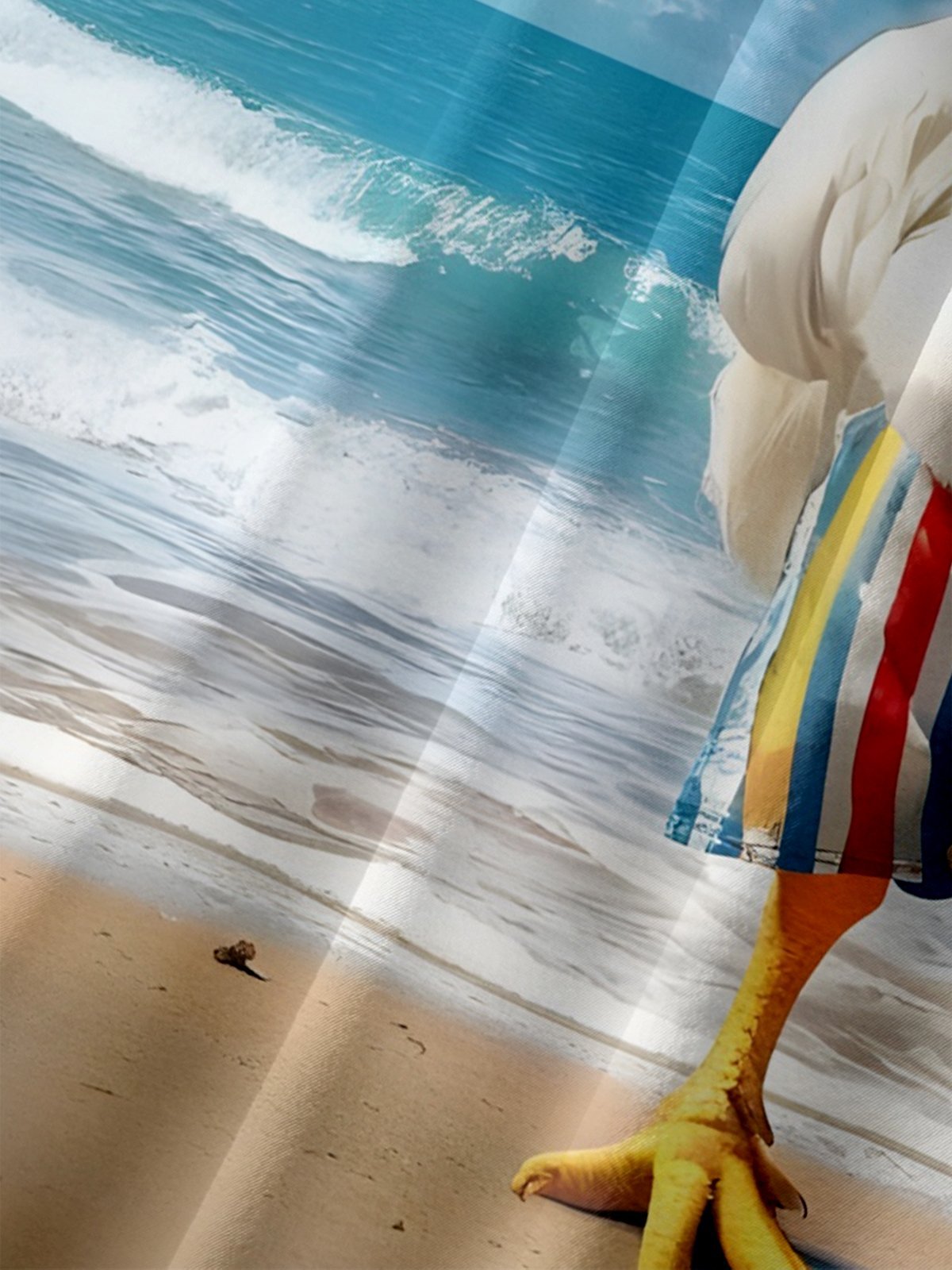 Moisture-wicking Chickens on Vacation Beach Chest Pocket Hawaiian Shirt