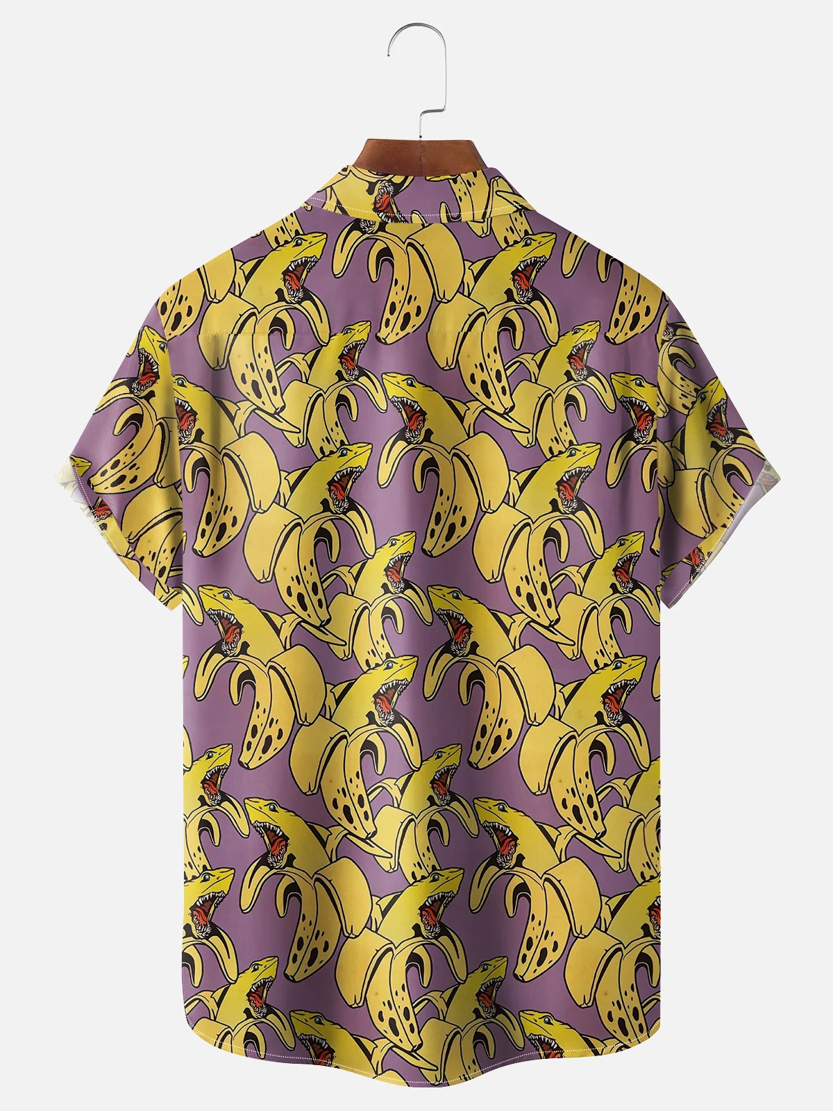 Moisture Wicking Banana Shark Chest Pocket Hawaiian Shirt