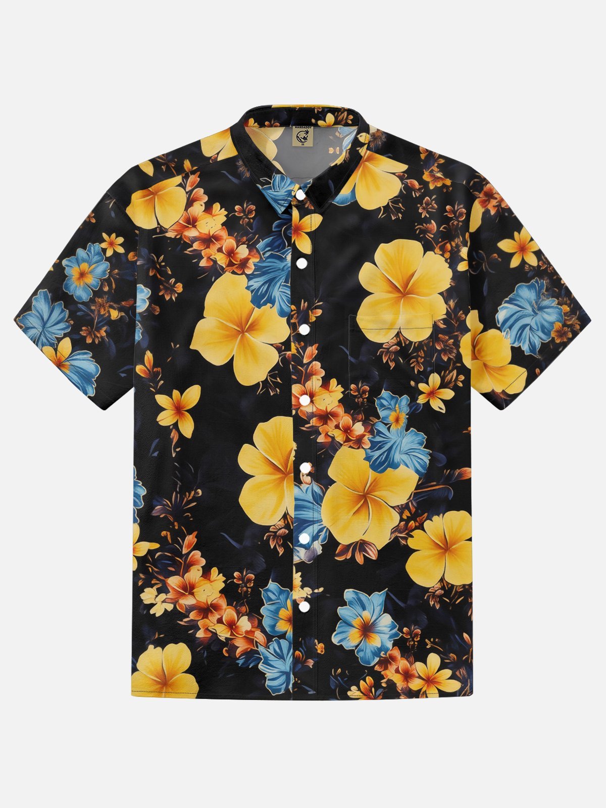 Moisture-wicking Tropical Floral Chest Pocket Hawaiian Shirt