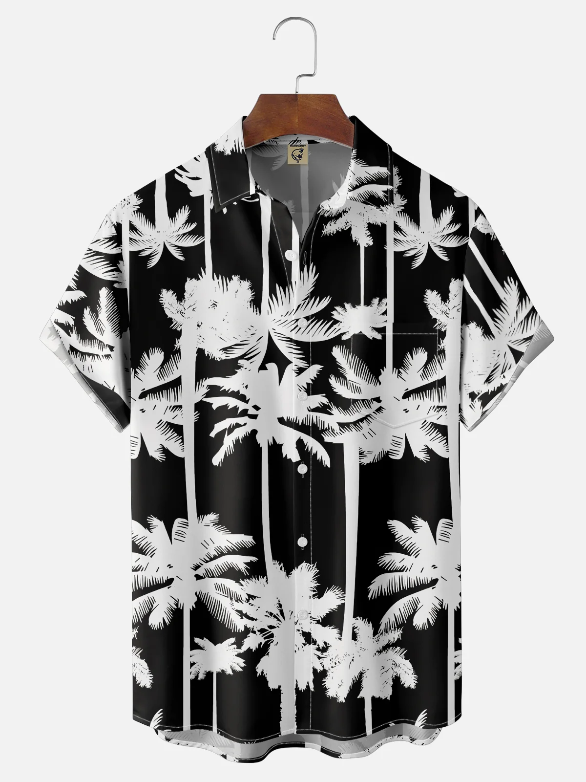 Moisture-wicking Palm Tree Chest Pocket Hawaiian Shirt