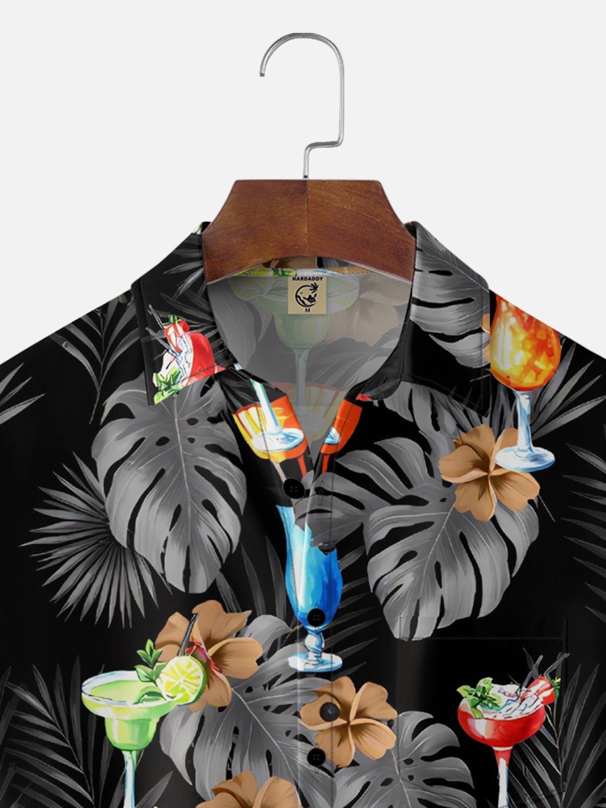 Moisture Wicking Tropical Botanical Cocktail Chest Pocket Holiday Hawaiian Shirt