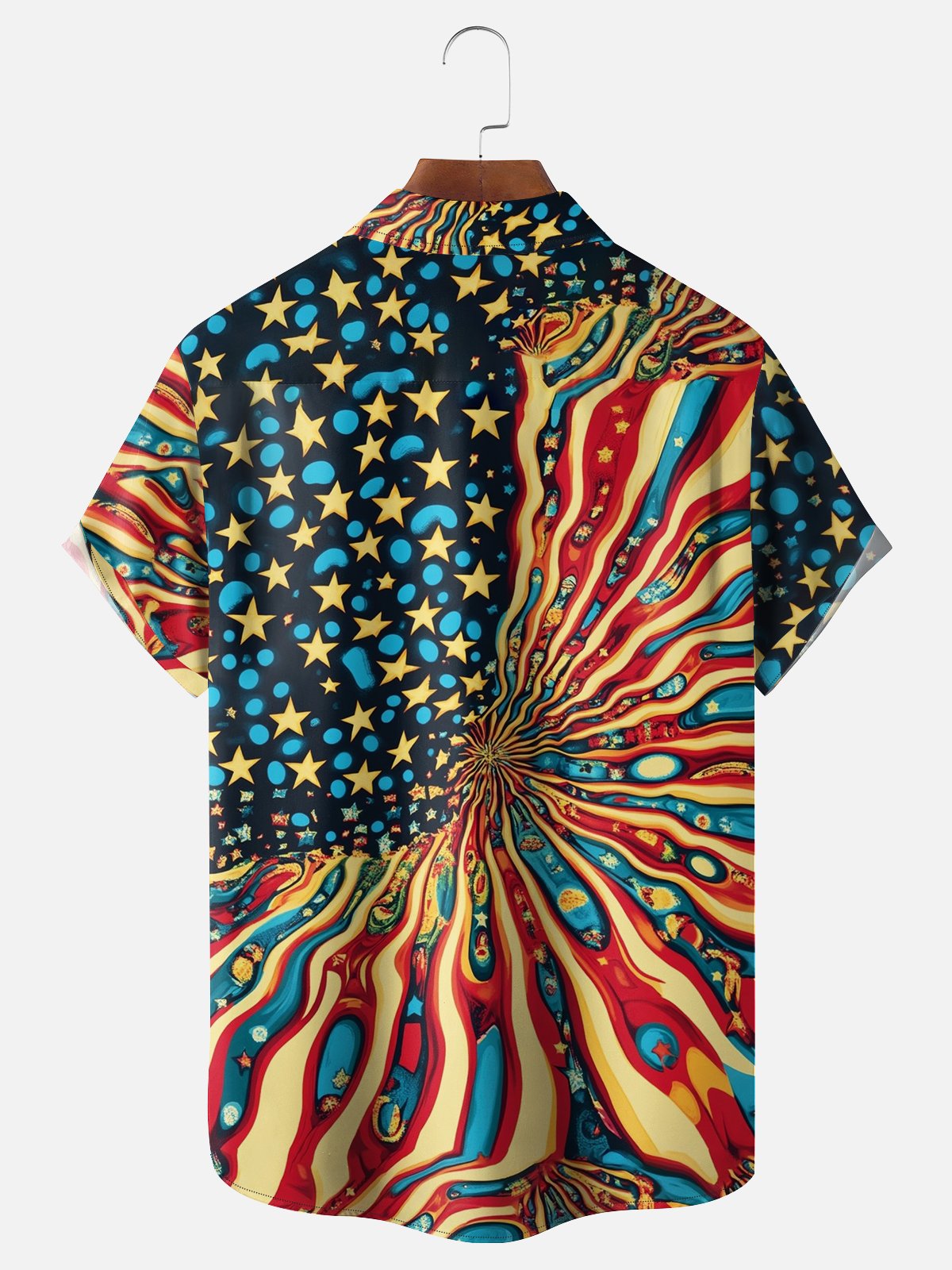 Moisture-wicking American Flag Western Cow Chest Pocket Casual Shirt