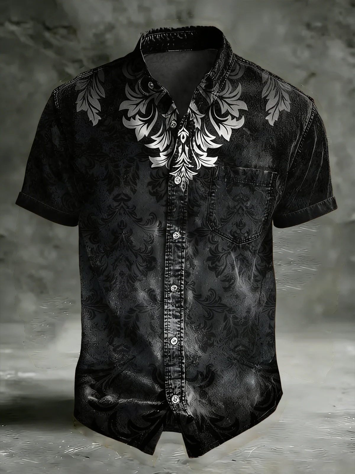 Moisture Wicking Floral Plants Chest Pocke Holiday Hawaiian Shirt