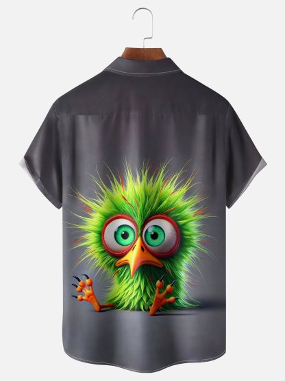 Moisture-wicking Silly Chicken Chest Pocket Hawaiian Shirt