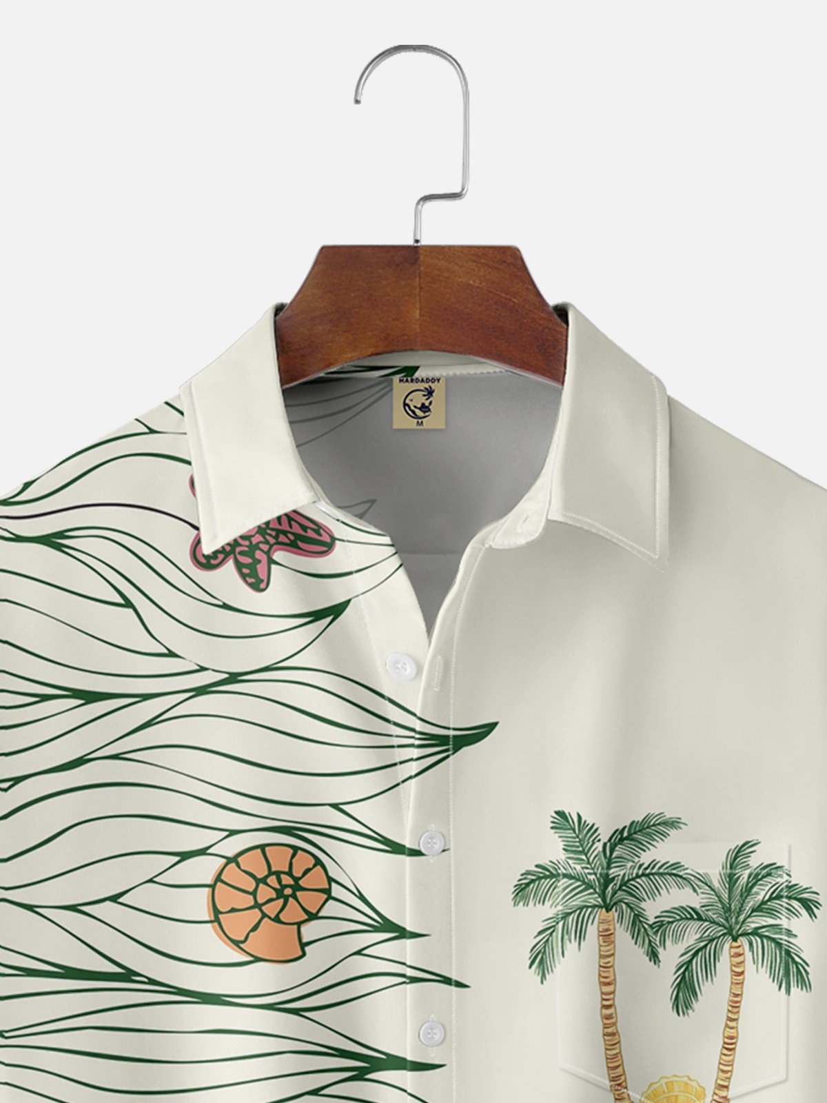 Moisture-wicking Tropical Palm Tree Chest Pocket Hawaiian Shirt