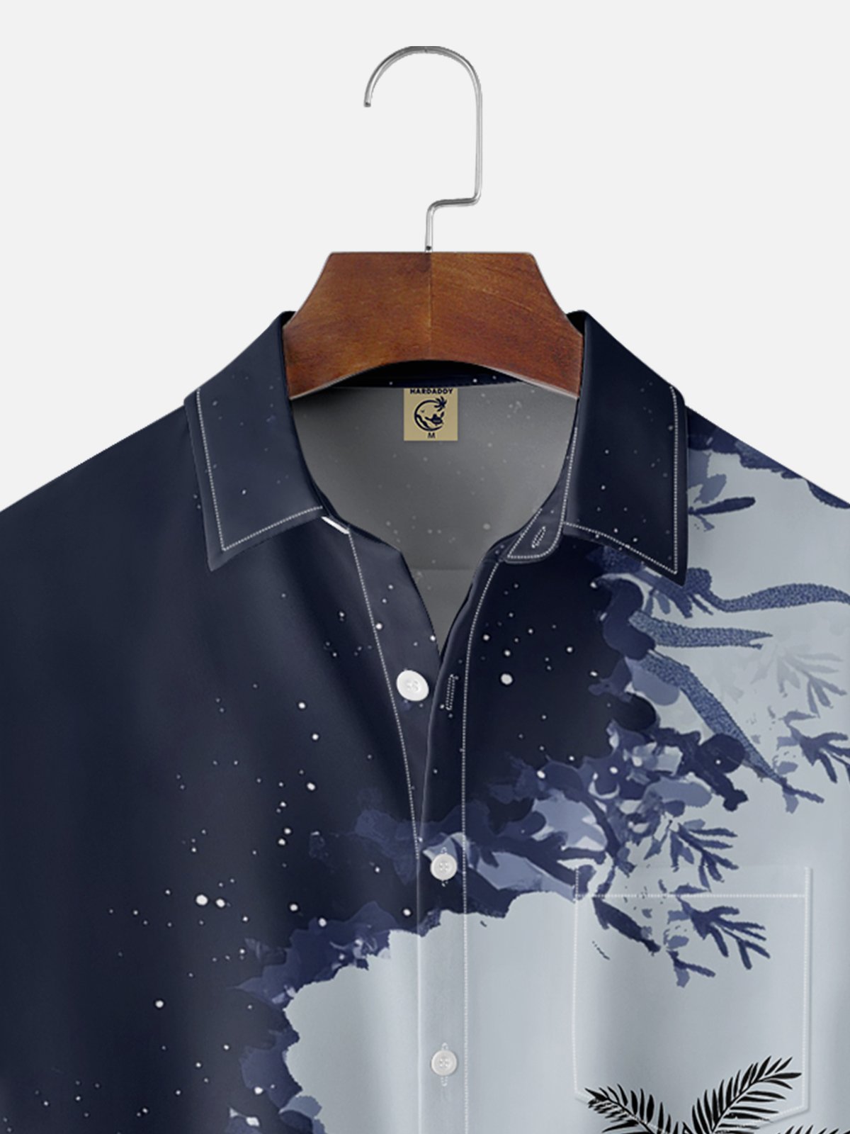 Moisture-wicking Tropical Palm Tree Chest Pocket Hawaiian Shirt