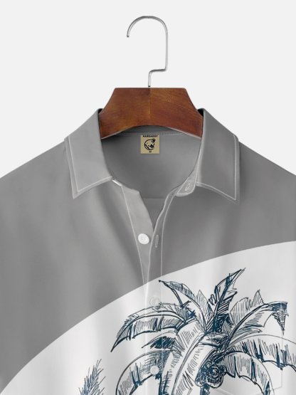 Mens Coconut Print Lapel Loose Short Sleeve Trendy Hawaiian Shirt