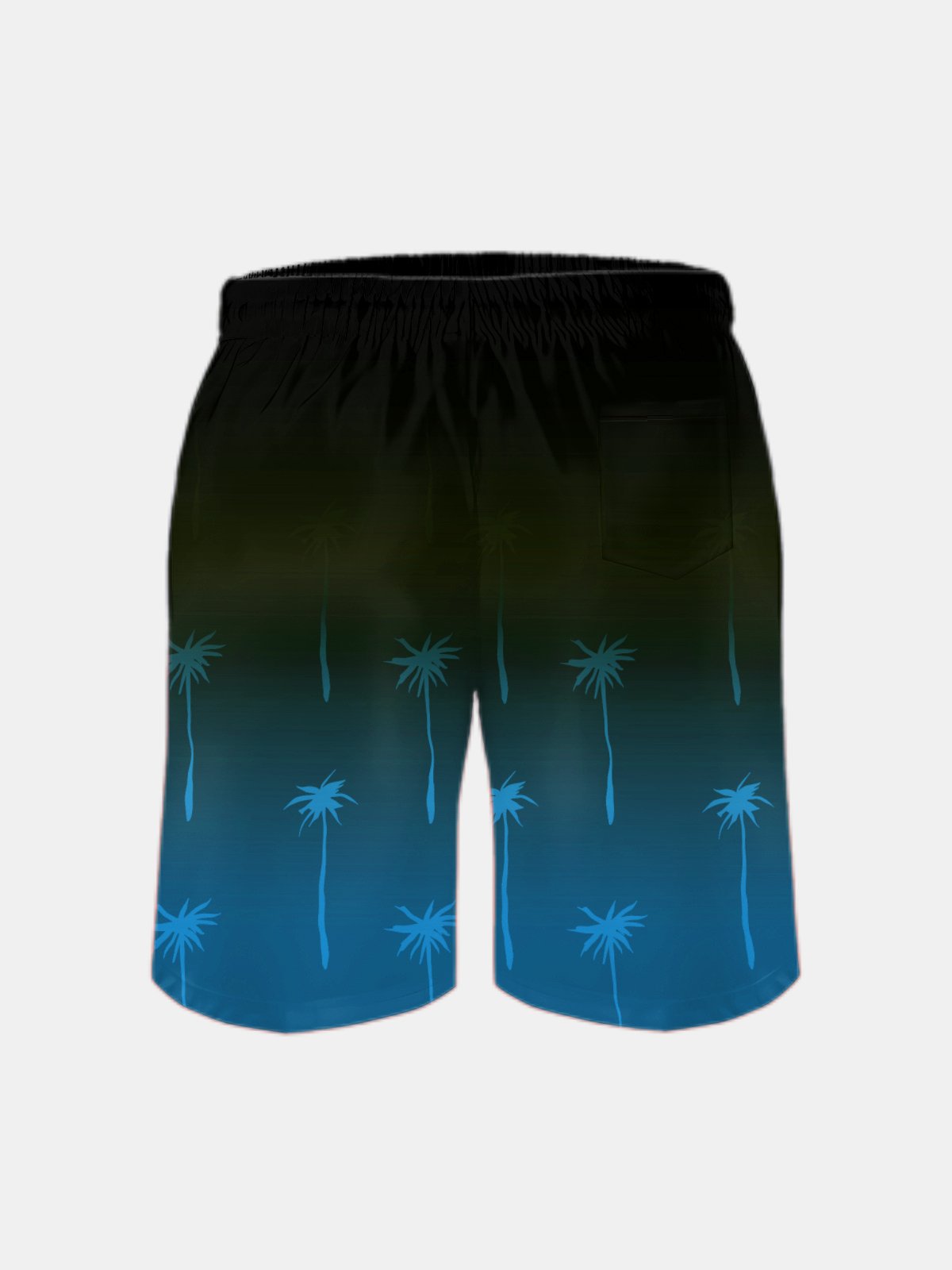 Men's Swim Trunks Hawaiian Tropical Gradient Palm Tree Beach Shorts with Pockets