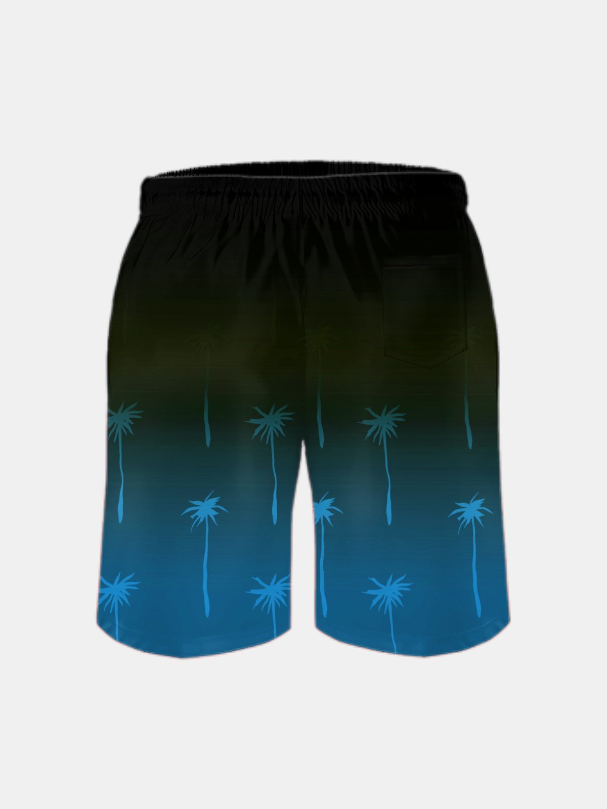 Men's Swim Trunks Hawaiian Tropical Gradient Palm Tree Beach Shorts with Pockets