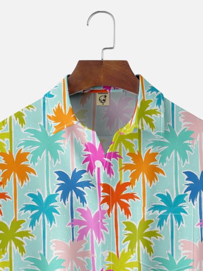 Moisture Wicking Coconut Tree Chest Pocket Hawaiian Shirt