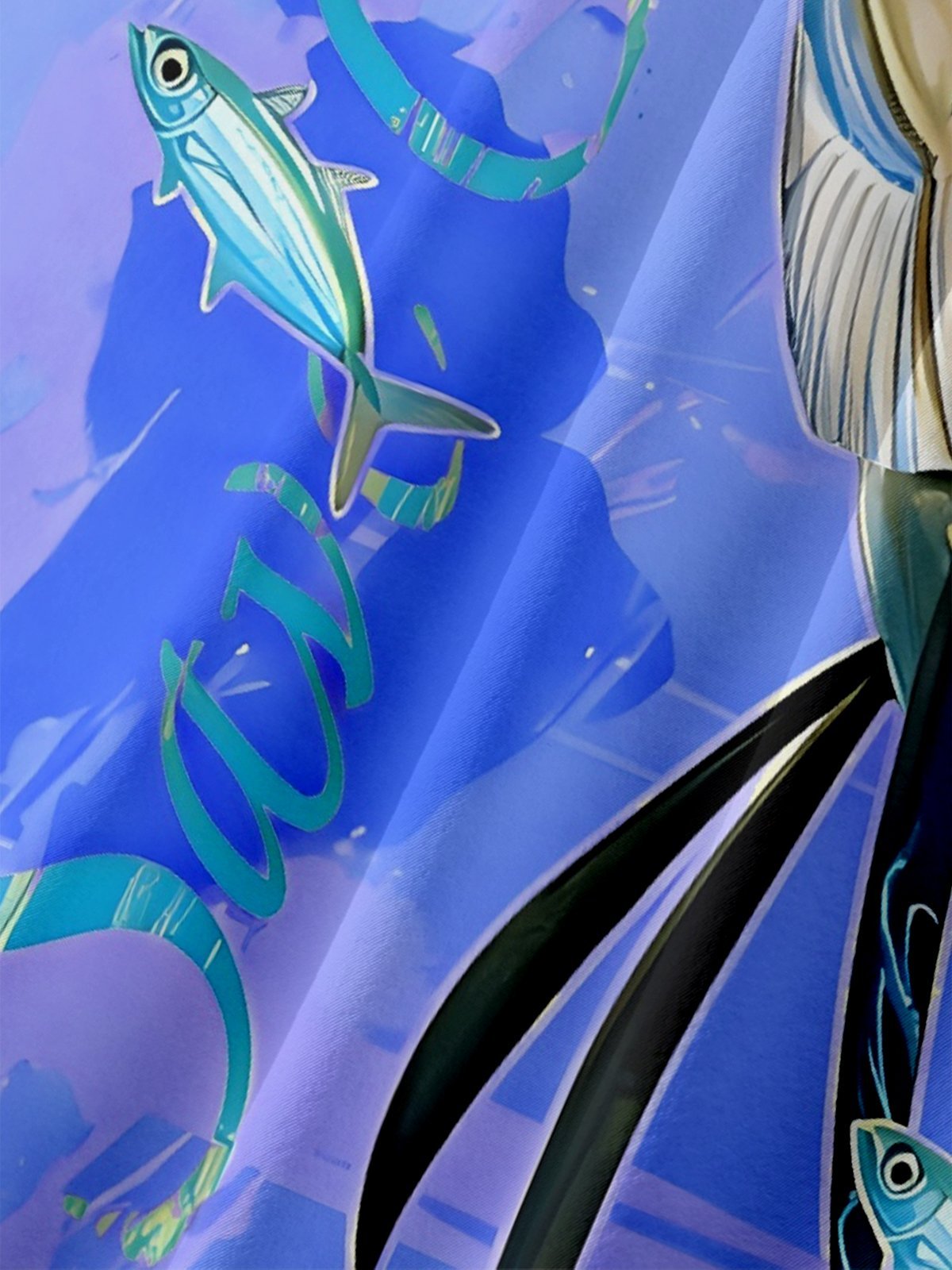 Moisture-wicking Swordfish Ocean Chest Pocket Hawaiian Shirt