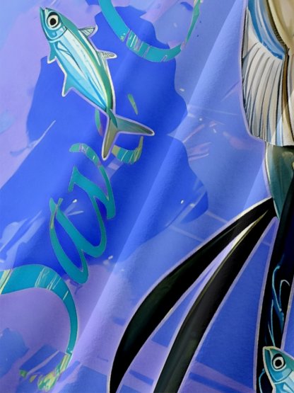 Moisture-wicking Swordfish Ocean Chest Pocket Hawaiian Shirt