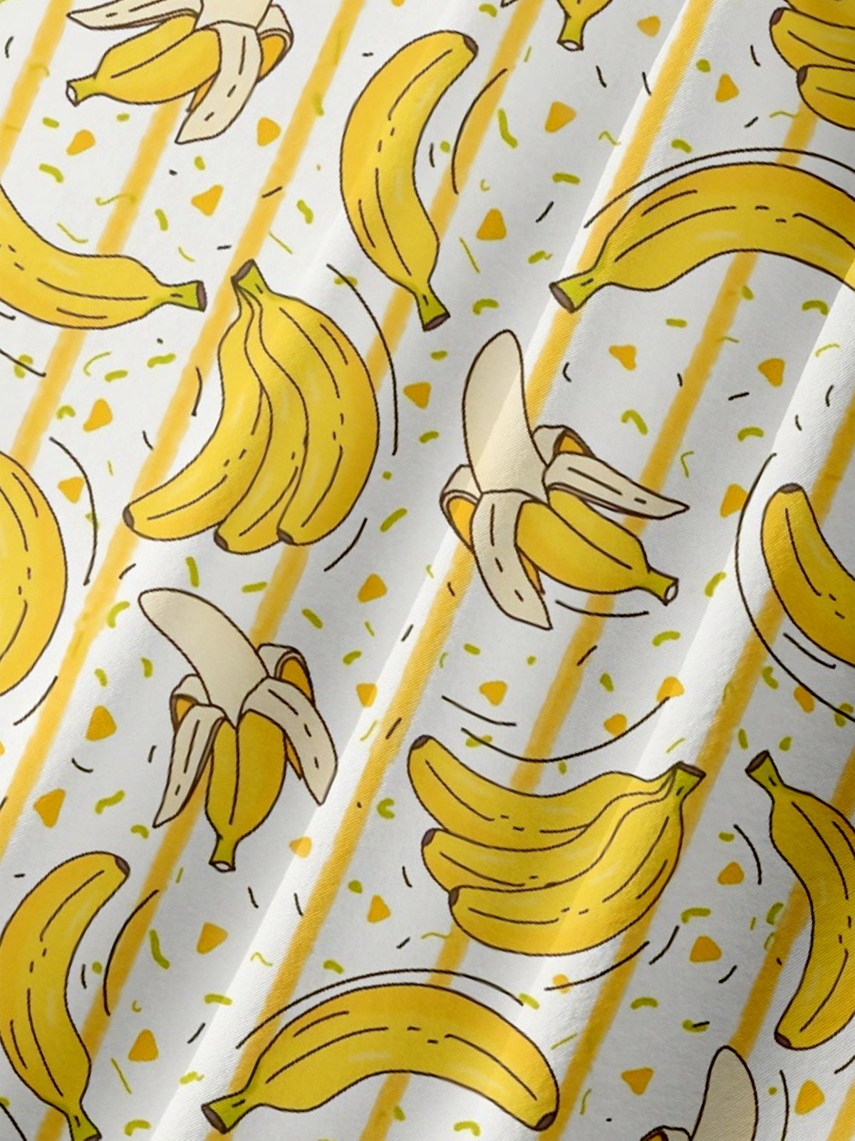 Moisture-wicking Banana Fruit Stripes Chest Pocket Hawaiian Shirt