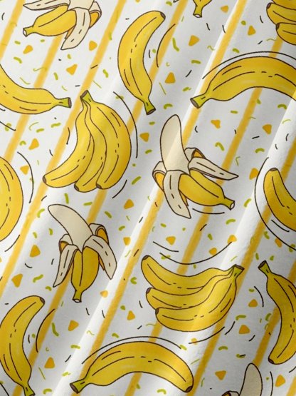 Moisture-wicking Banana Fruit Stripes Chest Pocket Hawaiian Shirt