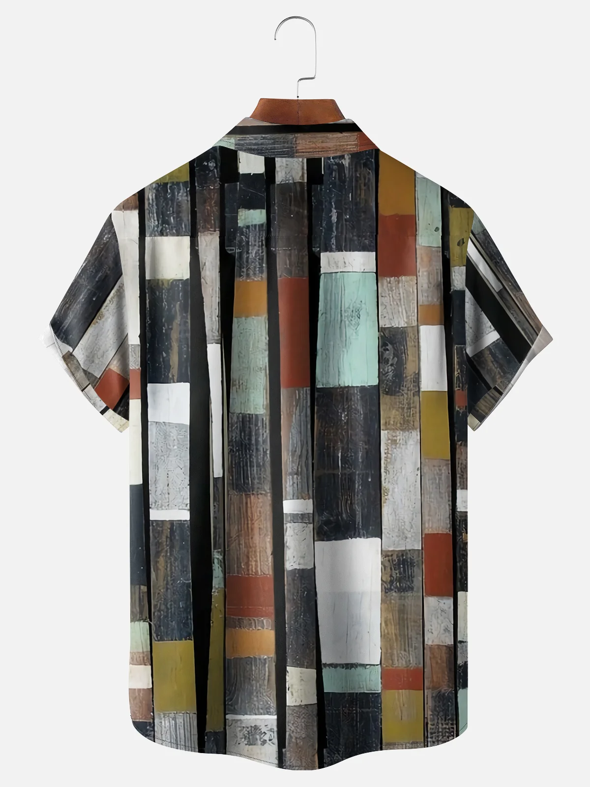 Hawaiian Retro Geometric Abstract Elements Men's Casual Short-sleeved Shirt