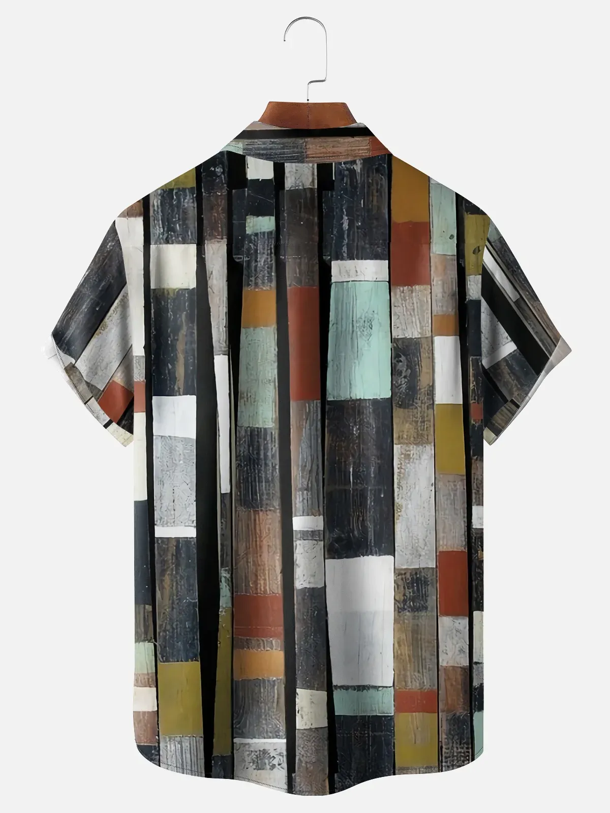 Hawaiian Retro Geometric Abstract Elements Men's Casual Short-sleeved Shirt