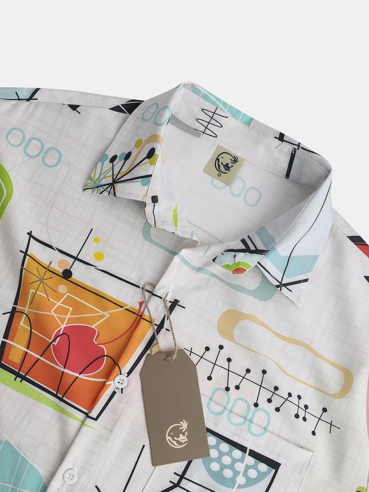 Men's Geometric Casual Short Sleeve Hawaiian Shirt with Chest Pocket