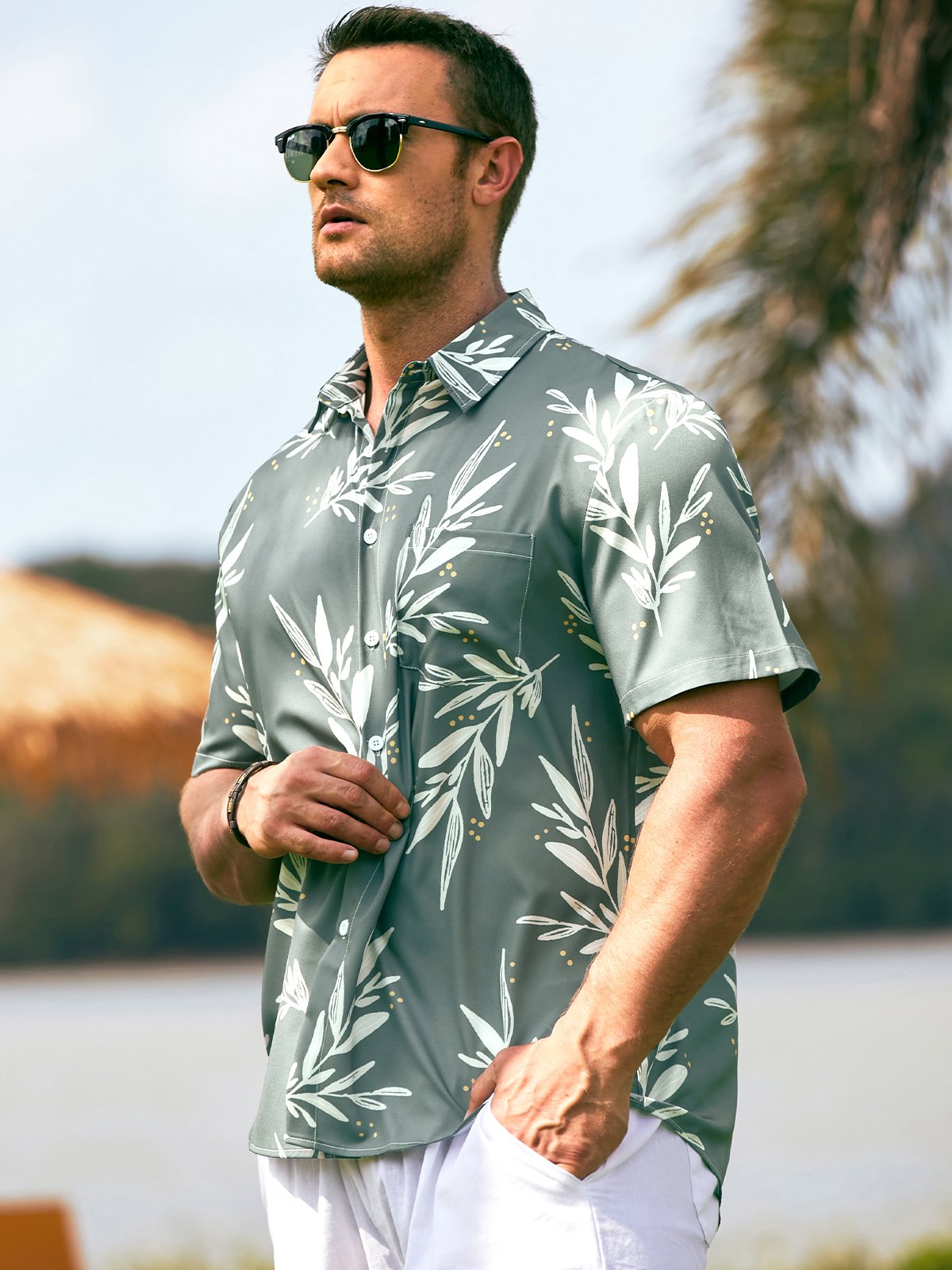 Men's Vintage Print Casual Breathable Short Sleeve Hawaiian Shirt