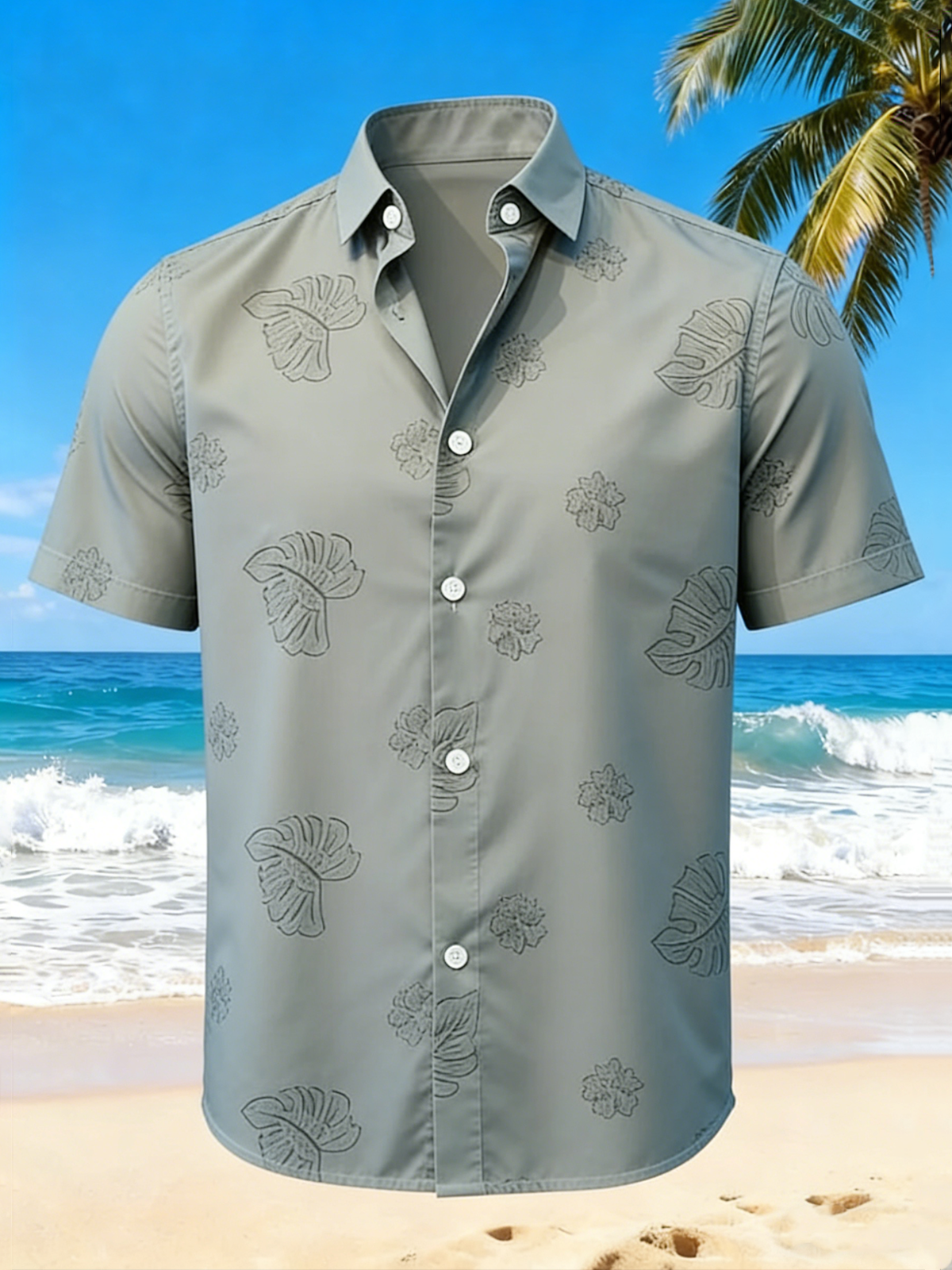 Moisture-Wicking Botanical Floral Chest Pocket Holiday Hawaiian Shirt