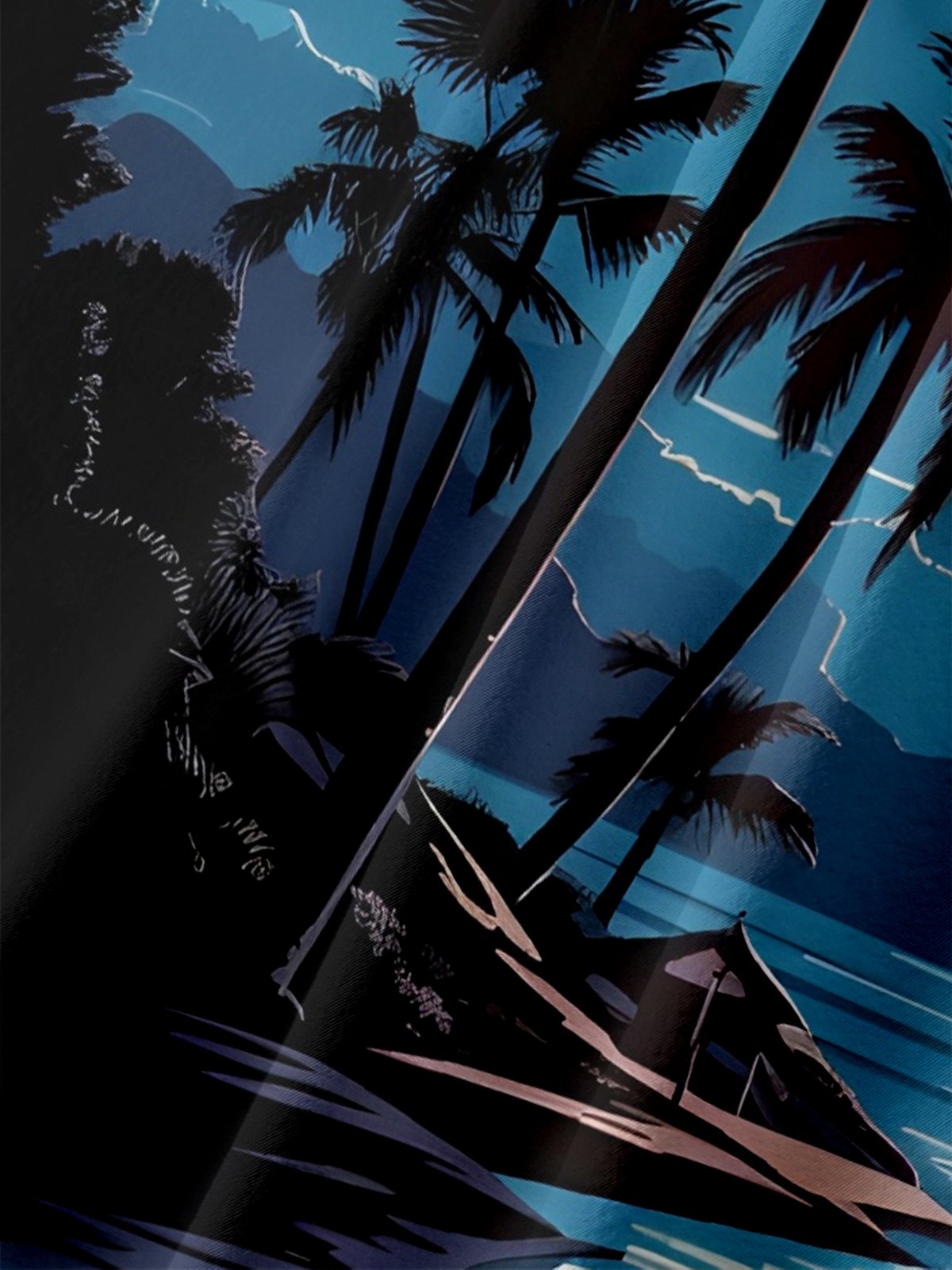 Moisture-wicking Coconut Tree Beach Chest Pocket Hawaiian Shirt