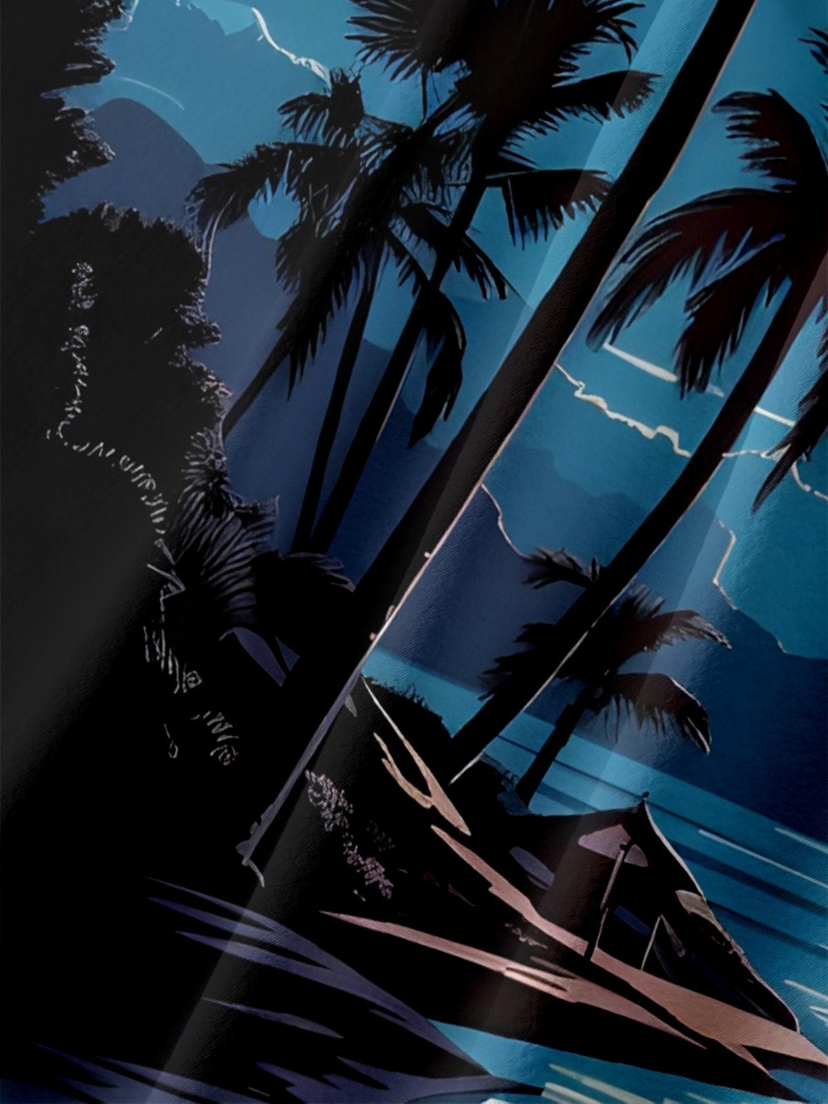 Moisture-wicking Coconut Tree Beach Chest Pocket Hawaiian Shirt