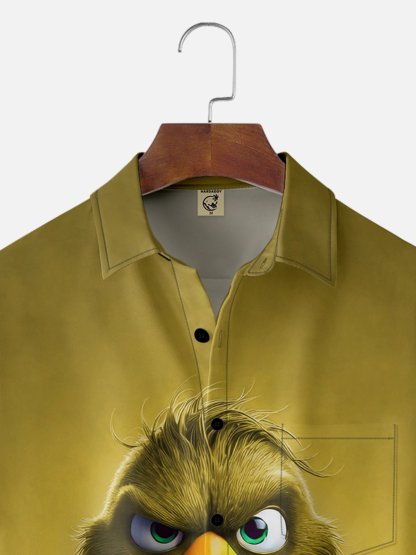 Moisture-wicking Angry Duck Chest Pocket Hawaiian Shirt