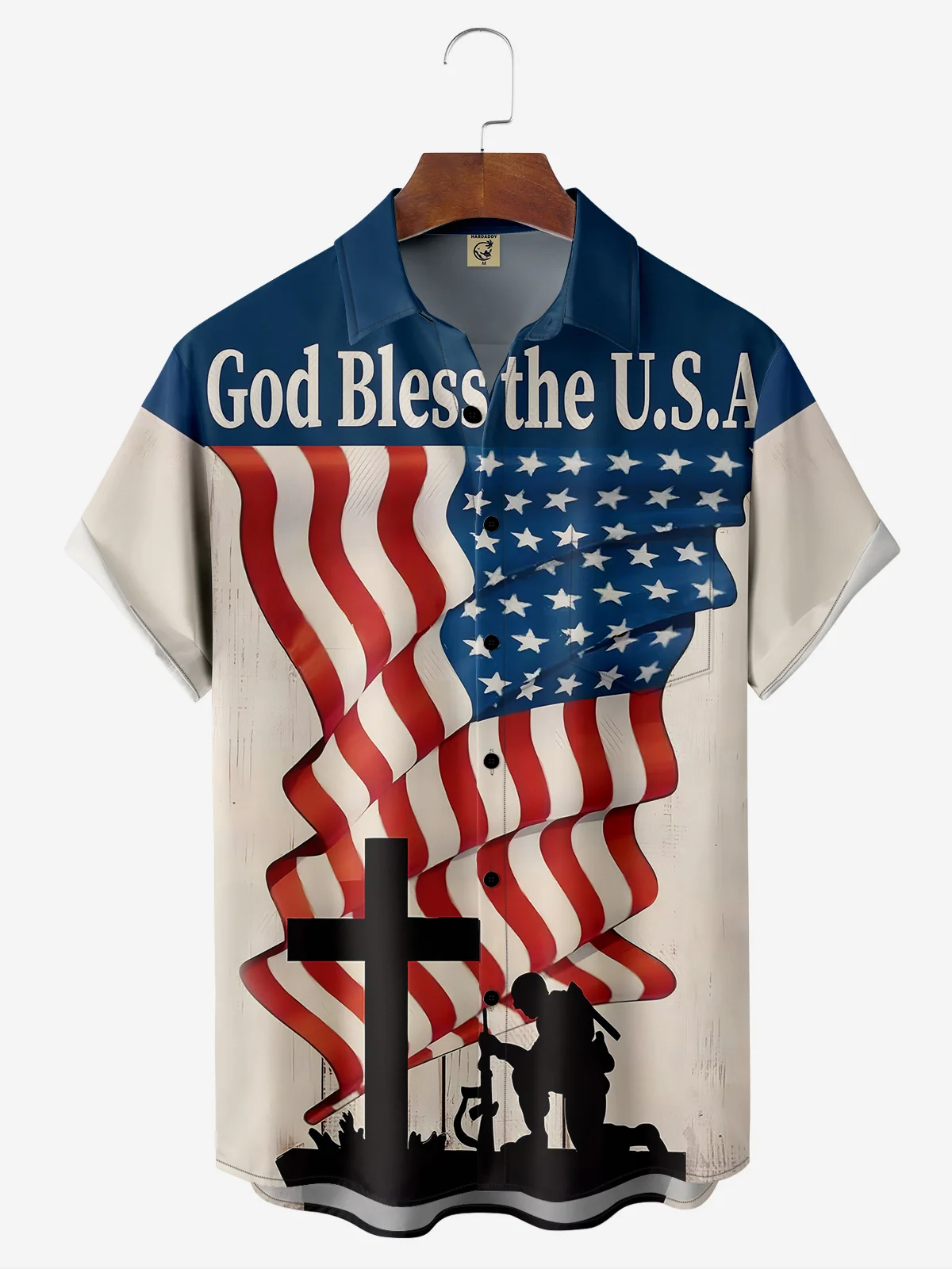 Moisture-wicking Memorial Day Chest Pocket Hawaiian Shirt