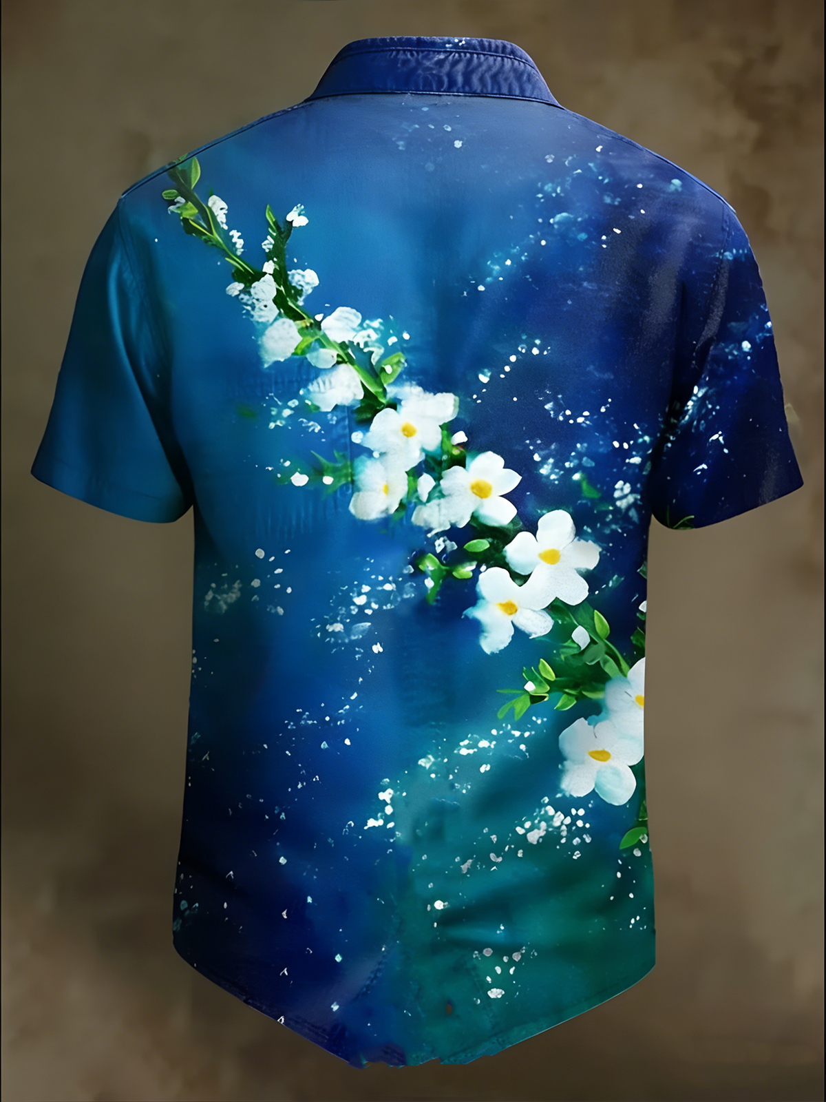 Moisture Wicking Abstract Gradient Floral & Botanical Print and Chest Pocket Holiday Hawaiian Shirt