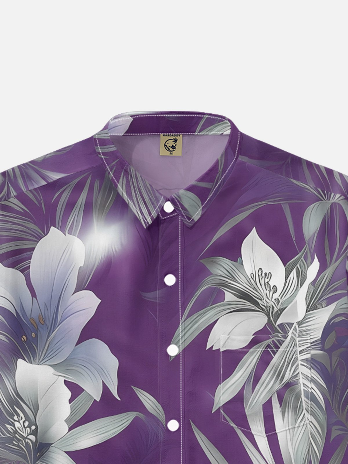 Moisture-wicking Tropical Palm Tree Chest Pocket Hawaiian Shirt