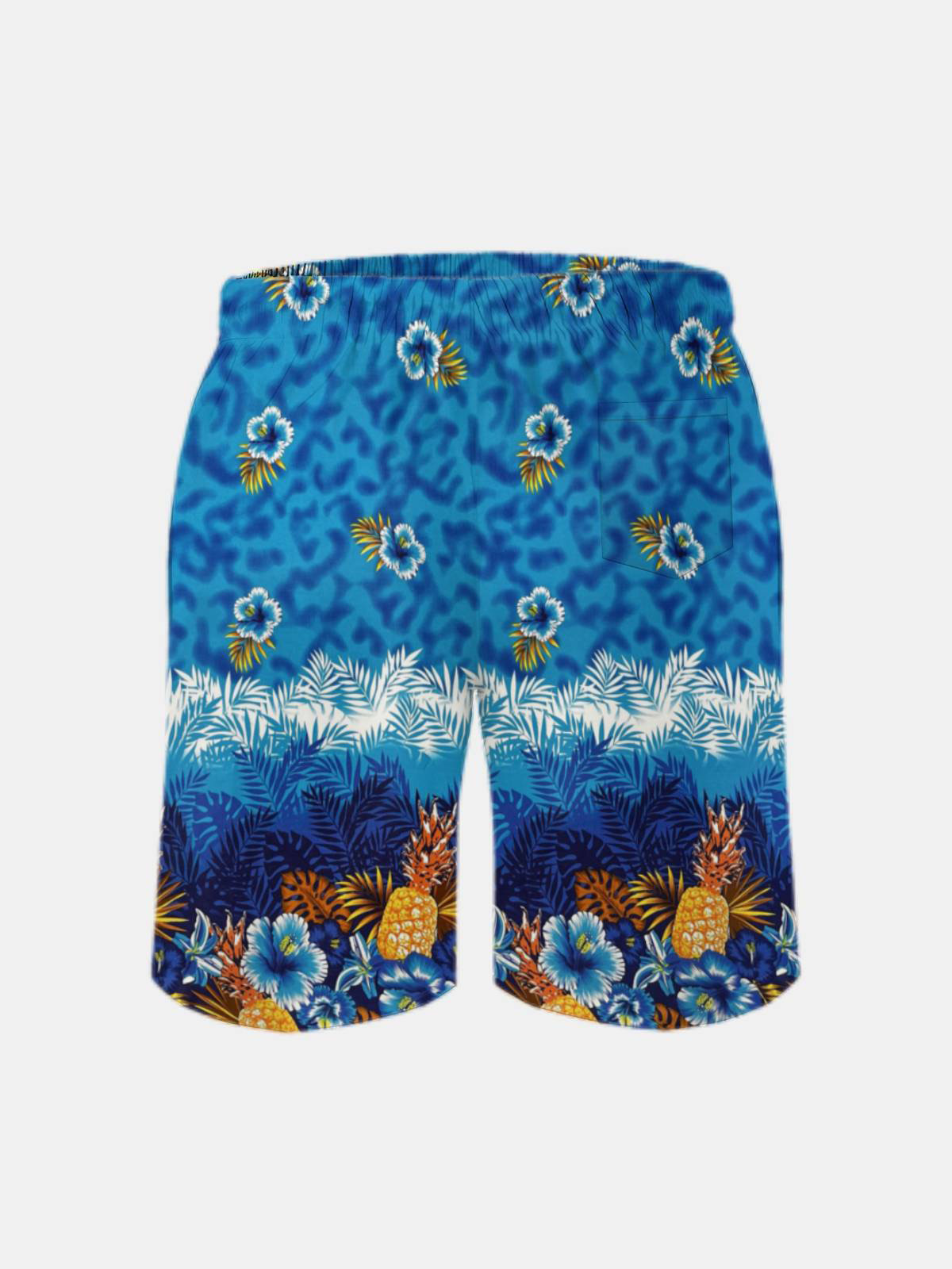 Men's Swim Trunks Hawaiian Tropical Palm Tree Floral Beach Shorts with Pockets