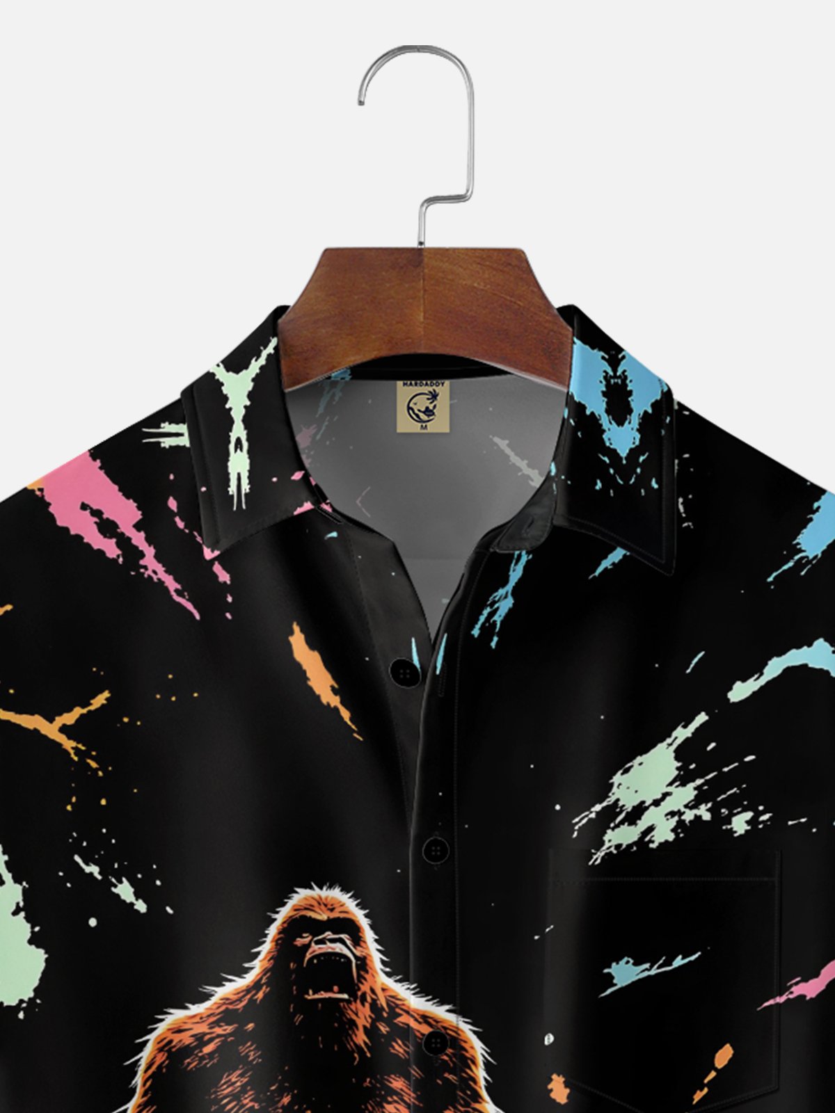 Moisture-Wicking Gradient Bigfoot Music Festival  Chest Pocket Hawaiian Shirt