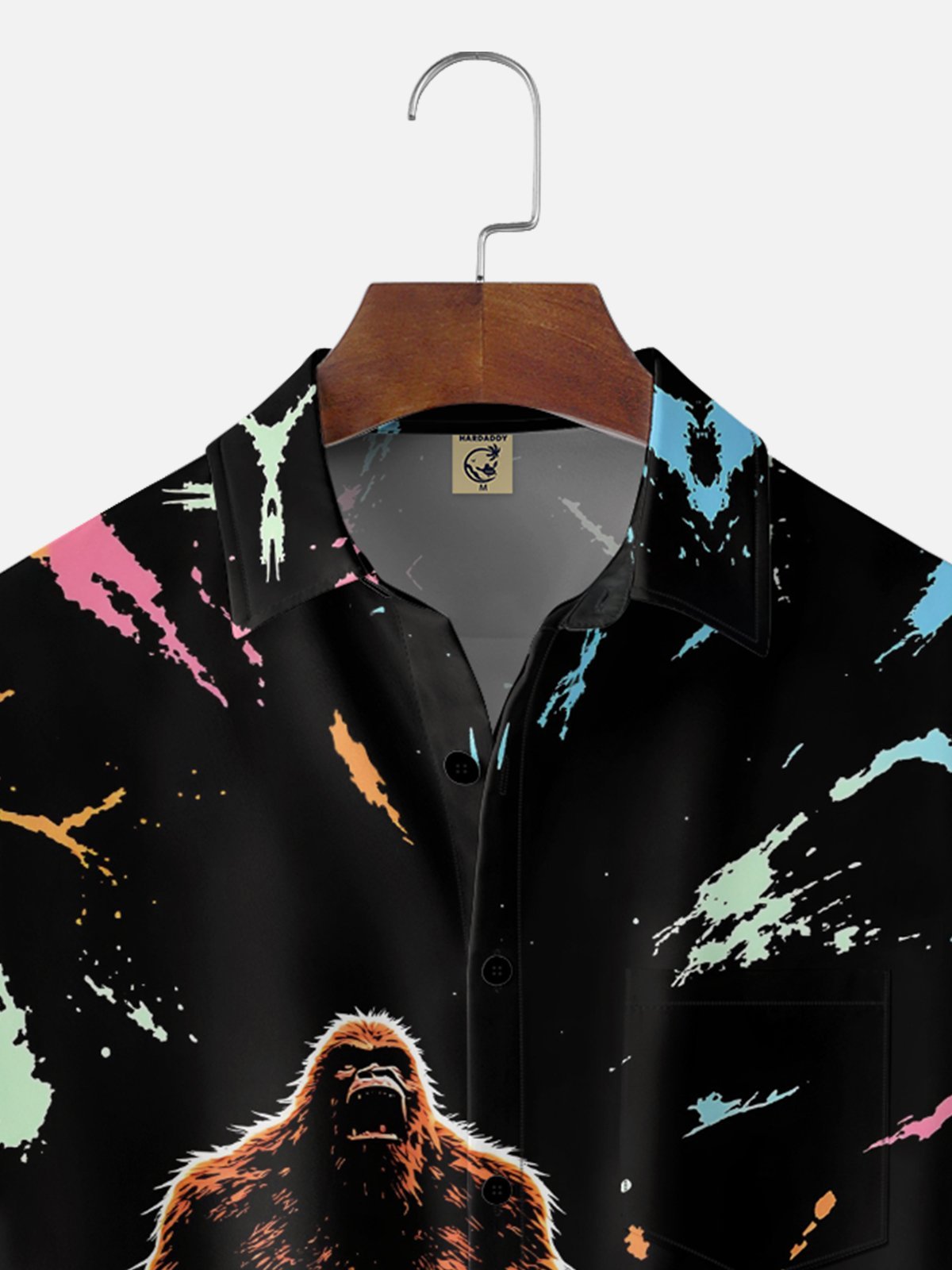 Moisture-Wicking Gradient Bigfoot Music Festival  Chest Pocket Hawaiian Shirt