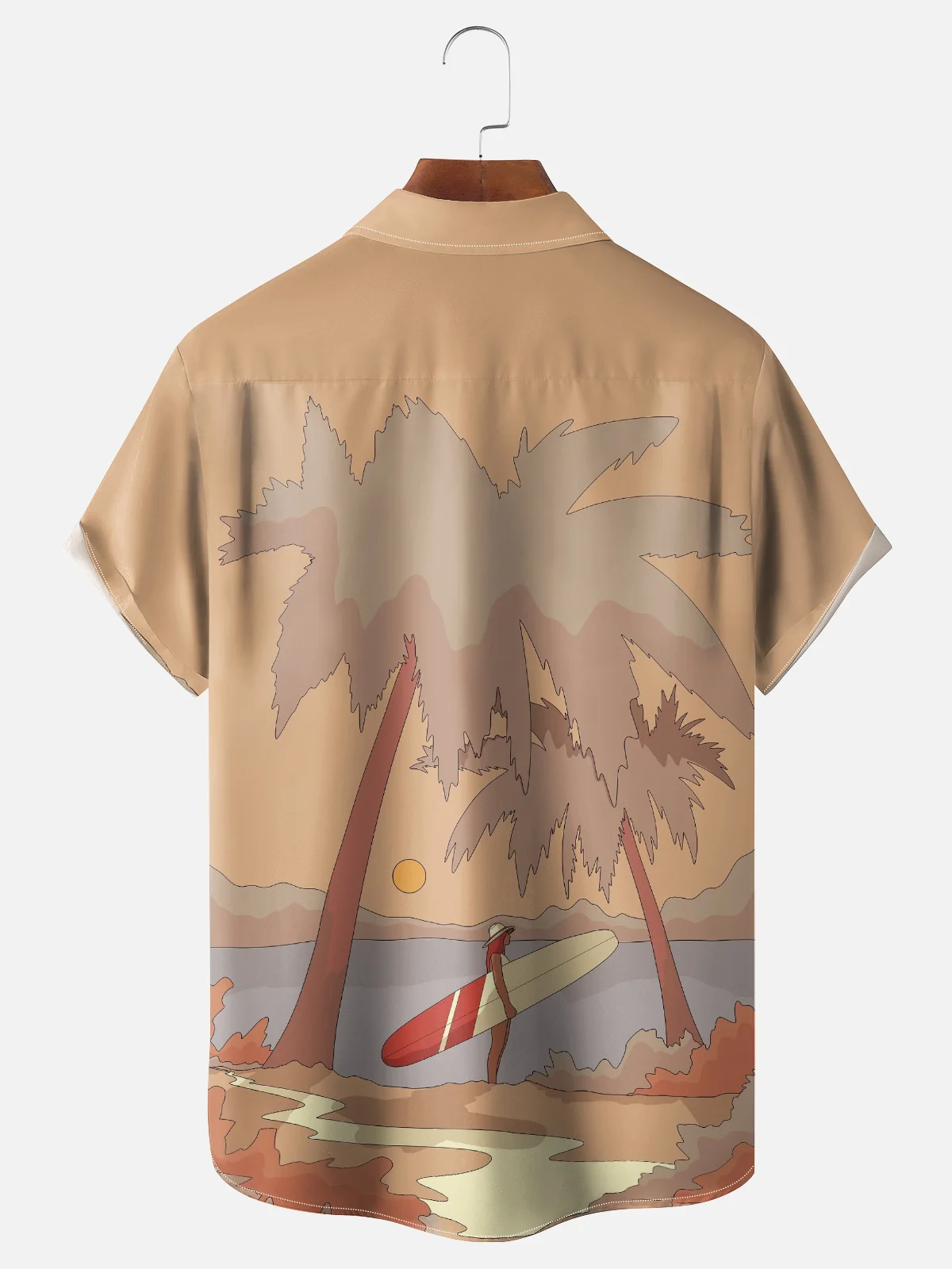 Stephen Wade Moisture Wicking Seaside Coconut Tree Chest Pocket Hawaiian Shirt