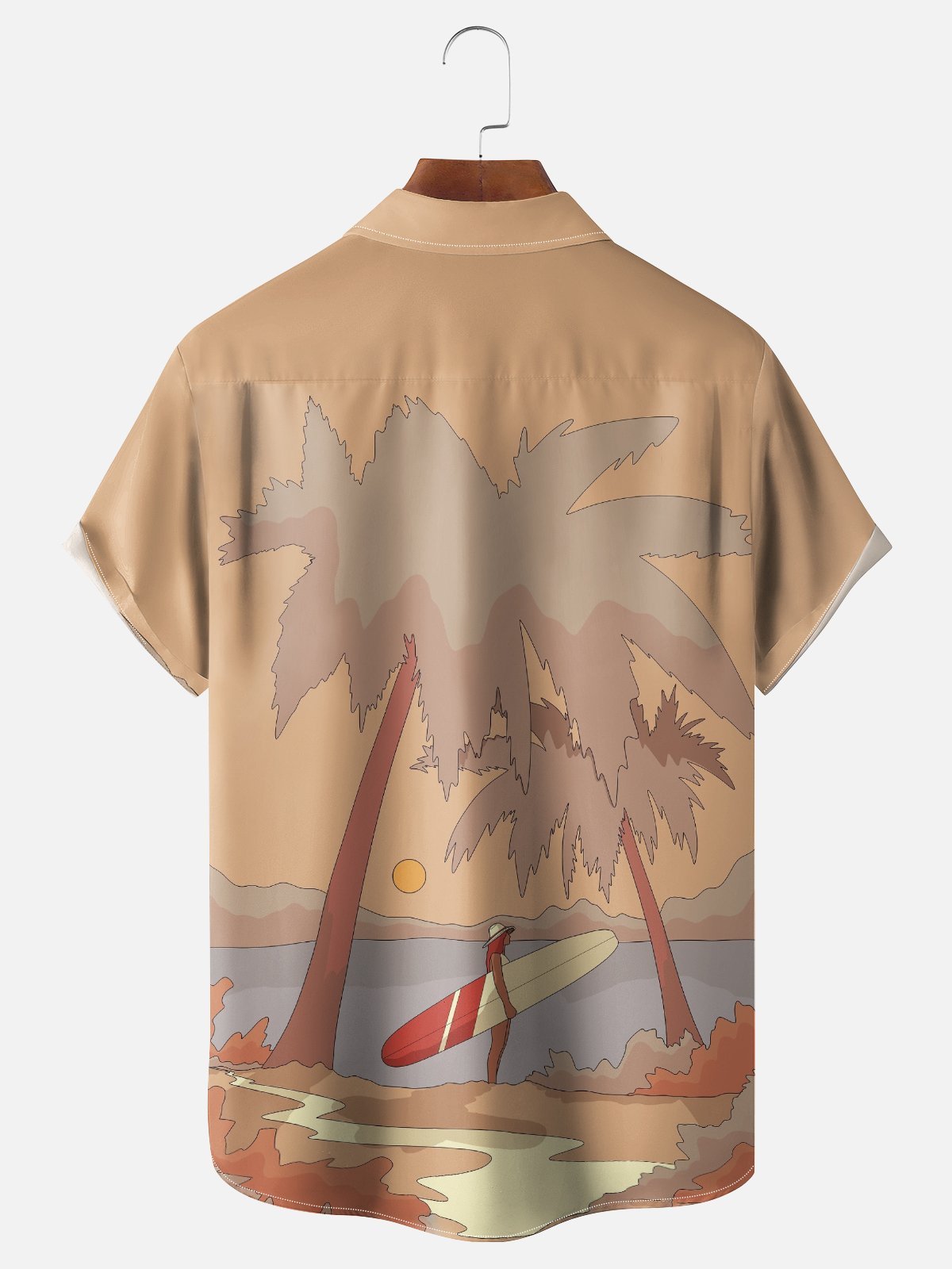 x Stephen Wade Moisture Wicking Seaside Coconut Tree Chest Pocket Hawaiian Shirt