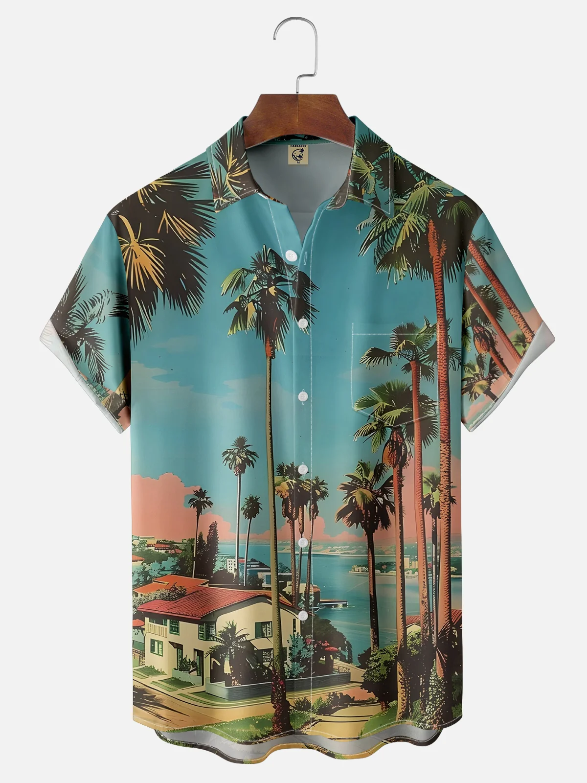 Artist Clayziq Moisture-wicking Beach Tropical Palm Chest Pocket Hawaiian Shirt