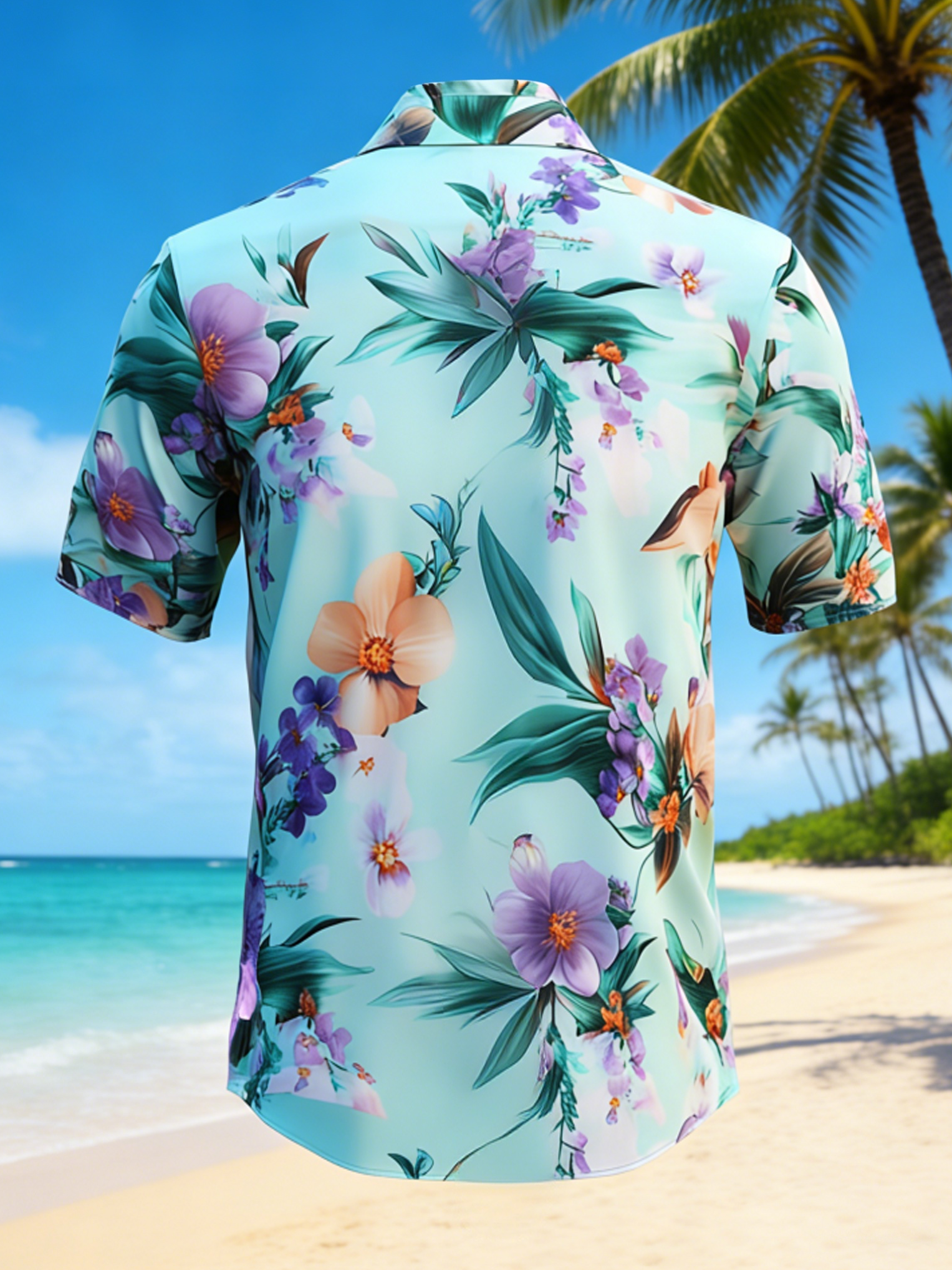 Moisture-wicking Floral Chest Pocket Hawaiian Shirt