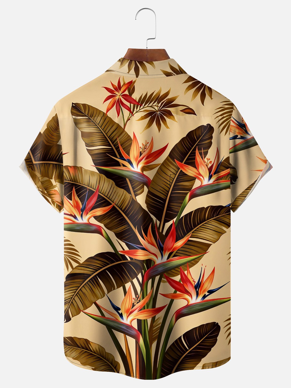 Moisture-Wicking Ombré Bird of Paradise  Chest Pocket Hawaiian Shirt