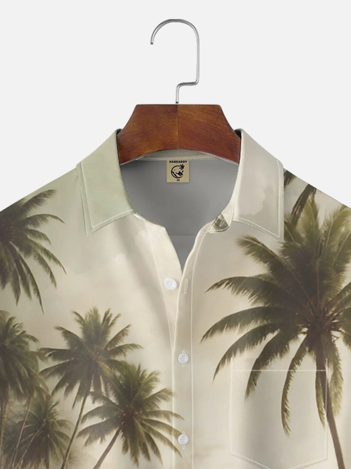 Moisture-wicking Coconut Tree Beach Car Chest Pocket Hawaiian Shirt