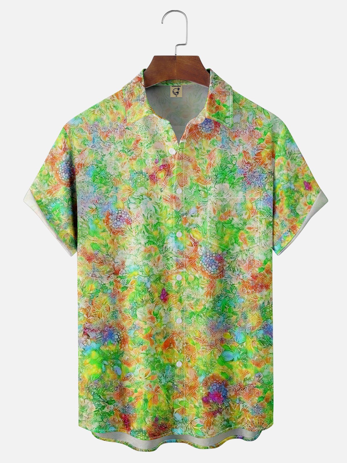 Moisture-wicking Art Floral Chest Pocket Hawaiian Shirt
